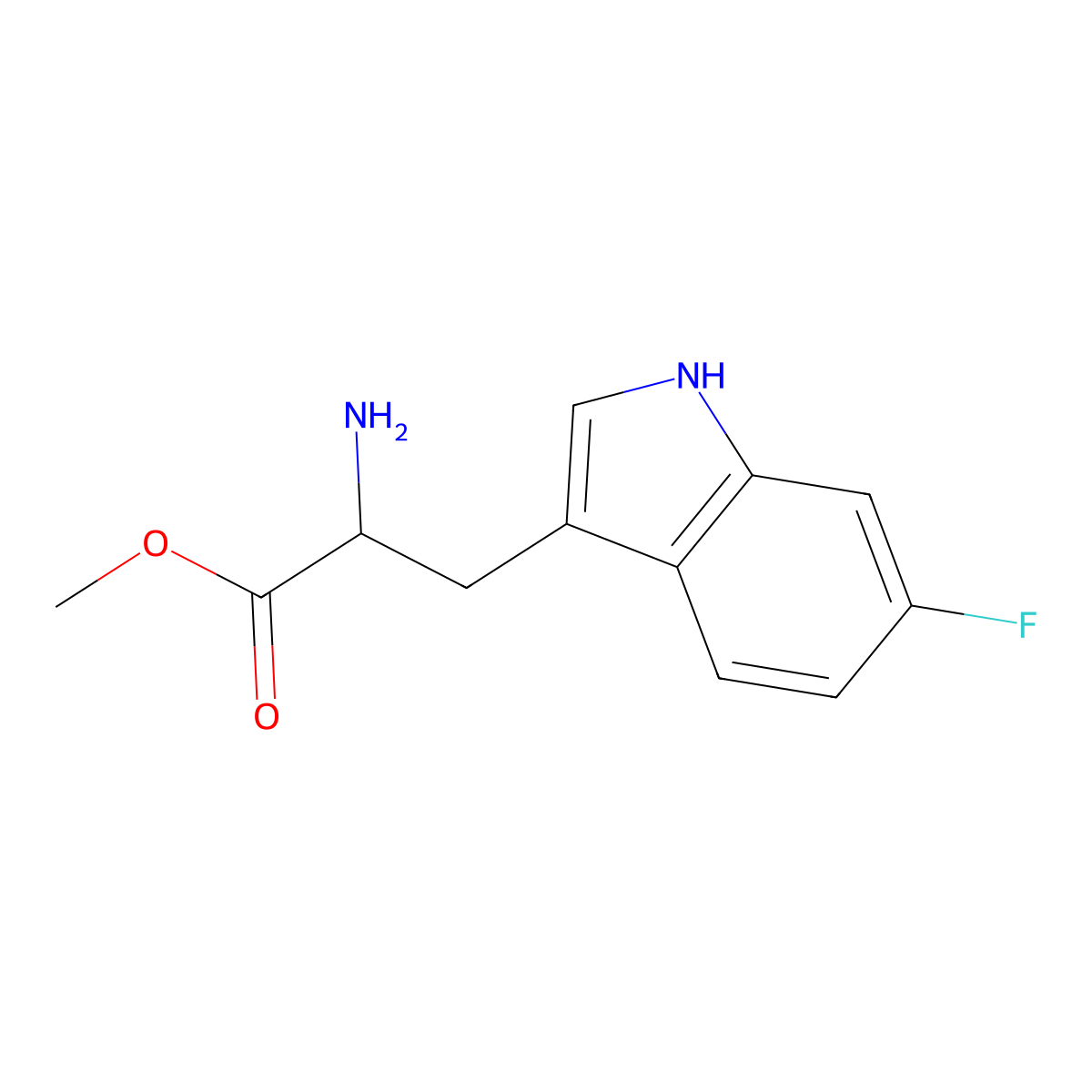 methyl 2-amino-3-(6-fluoro-1H-indol-3-yl)propanoate molecular structure, CAS 260430-94-2