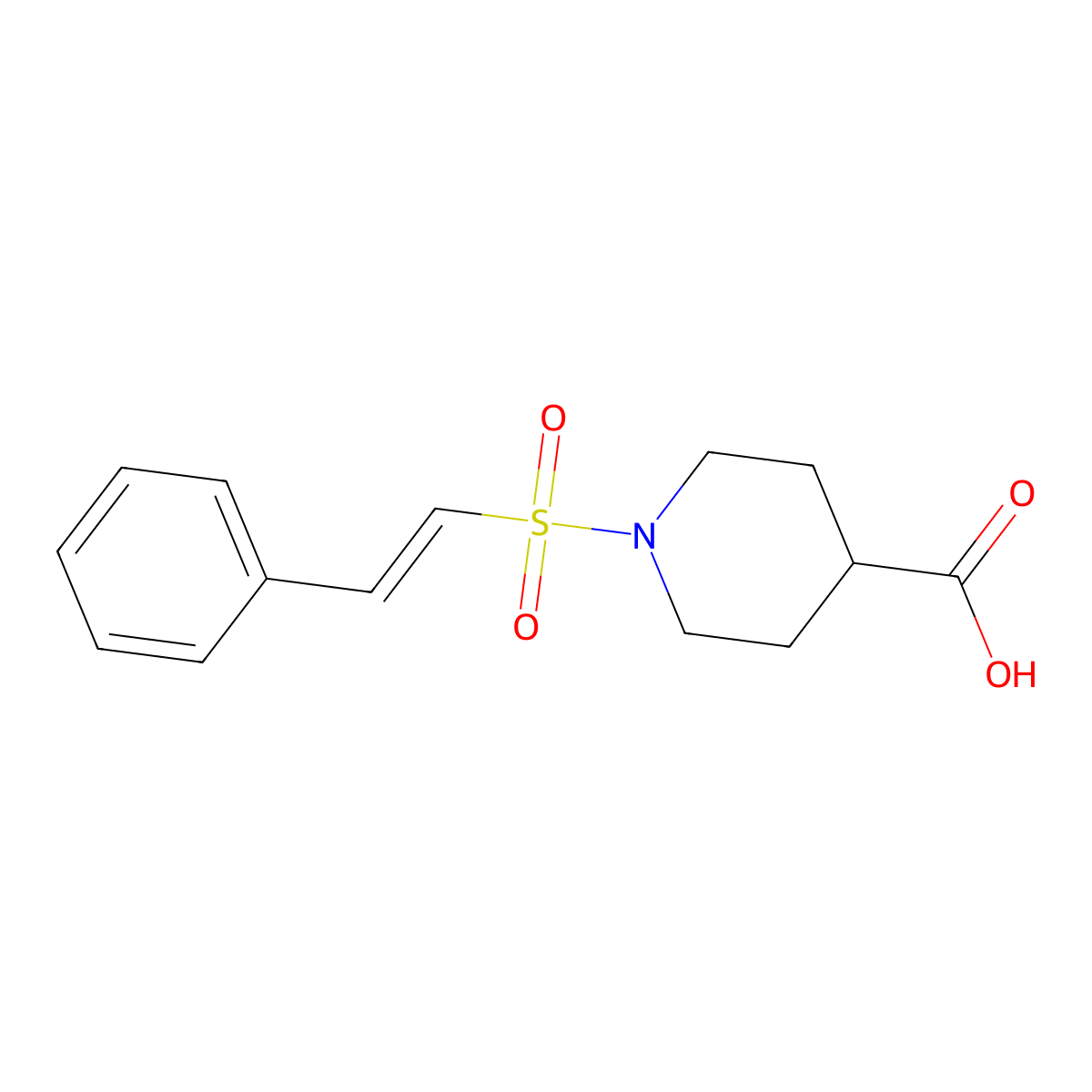 1-((E)-2-phenylethenesulfonyl)piperidine-4-carboxylic acid molecular structure, CAS 260441-69-8