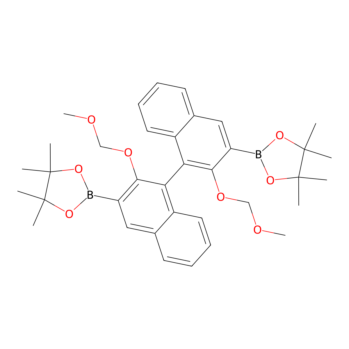 (S)-2,2'-Bis(methoxymethoxy)-1,1'-binaphthyl-3,3'-diboronic acid pinacol ester molecular structure, CAS 260441-99-4