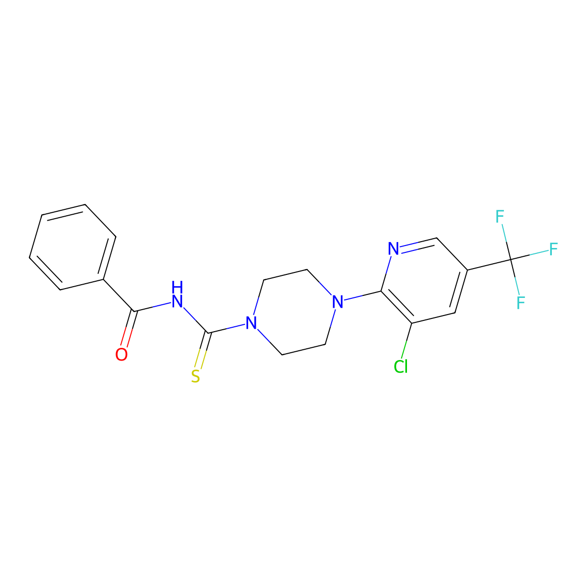 N-({4-[3-chloro-5-(trifluoromethyl)-2-pyridinyl]piperazino}carbothioyl)benzenecarboxamide molecular structure, CAS 260442-21-5