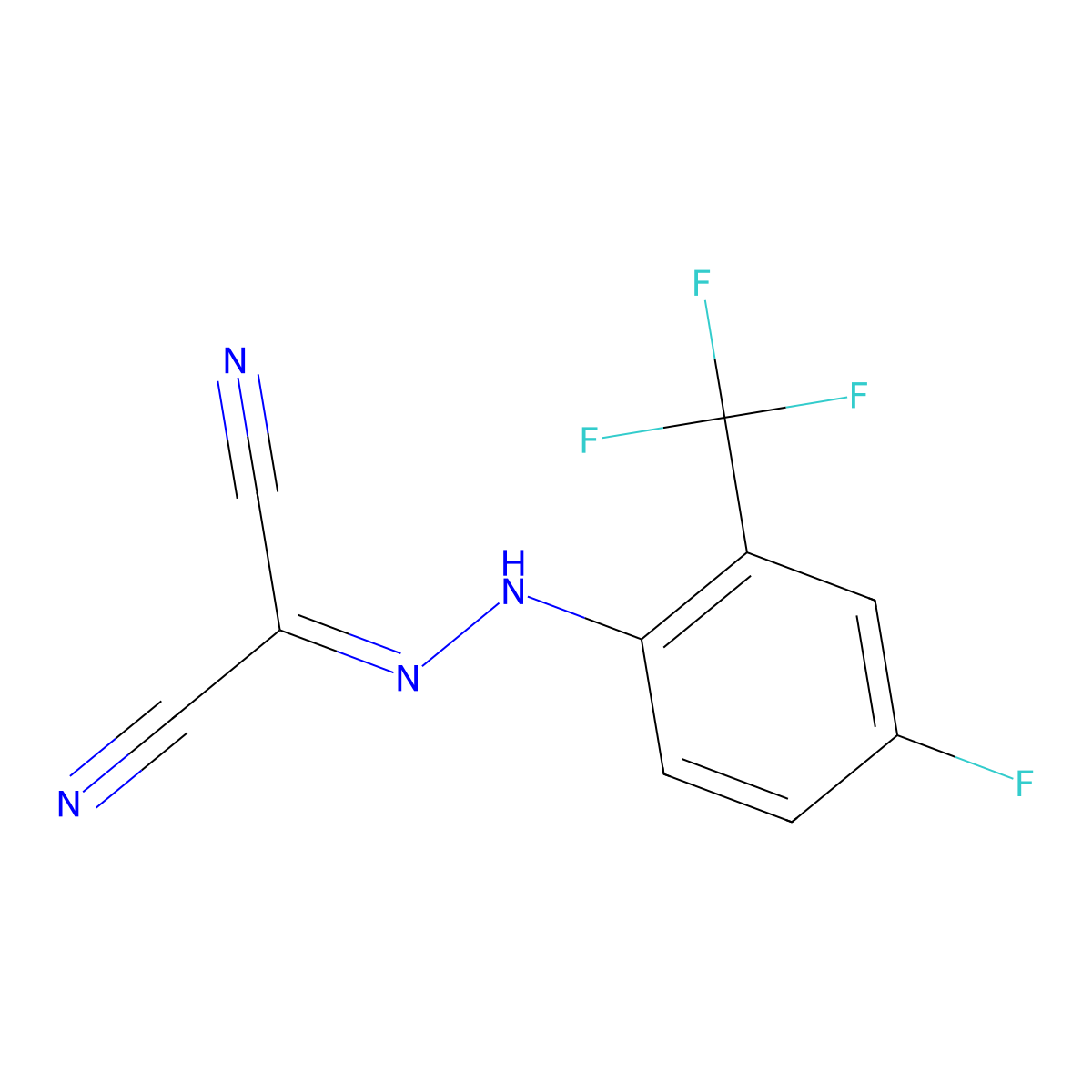 2-[[4-Fluoro-2-(trifluoromethyl)phenyl]hydrazinylidene]propanedinitrile molecular structure, CAS 260442-88-4