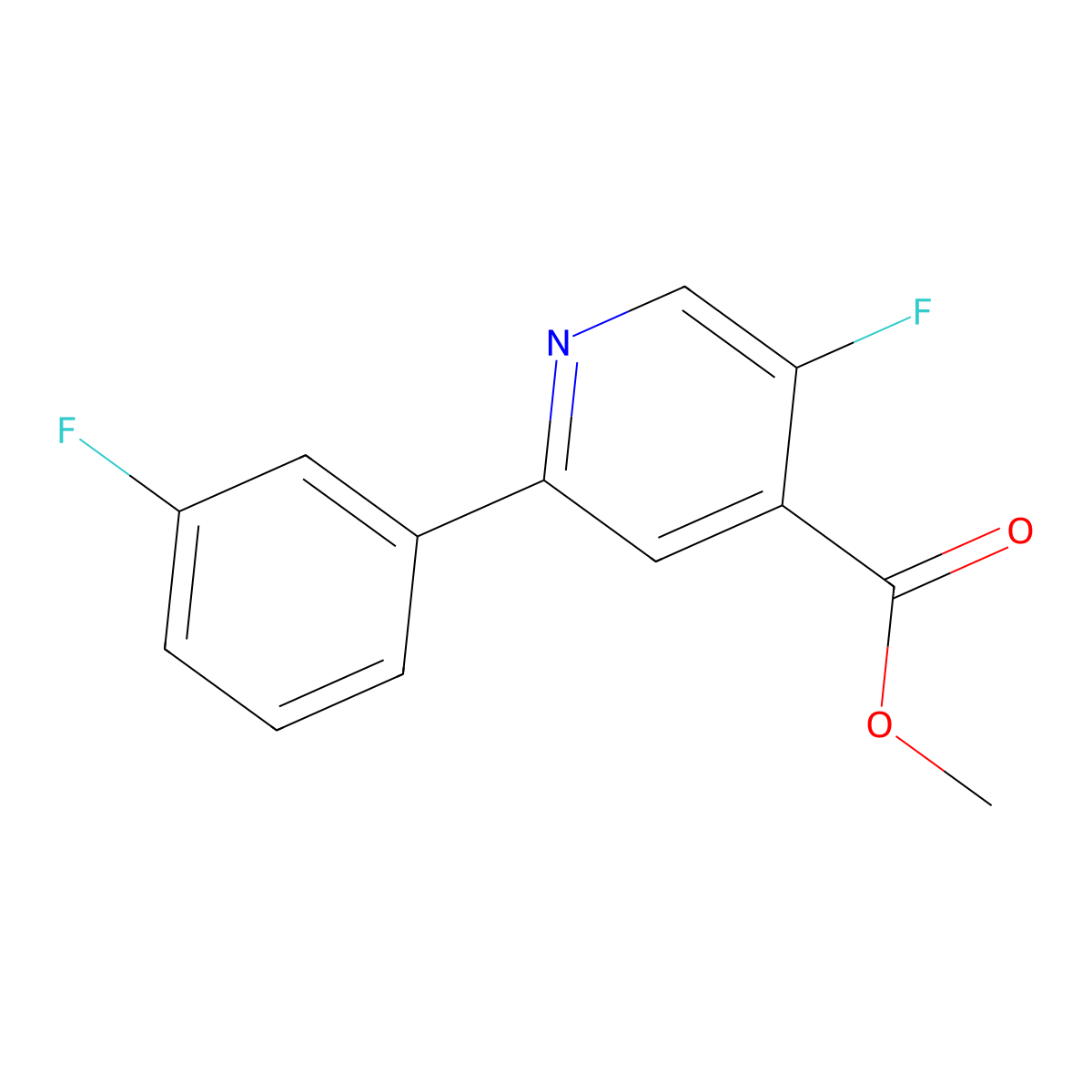 Methyl 5-fluoro-2-(3-fluorophenyl)isonicotinate molecular structure, CAS 2604514-80-7