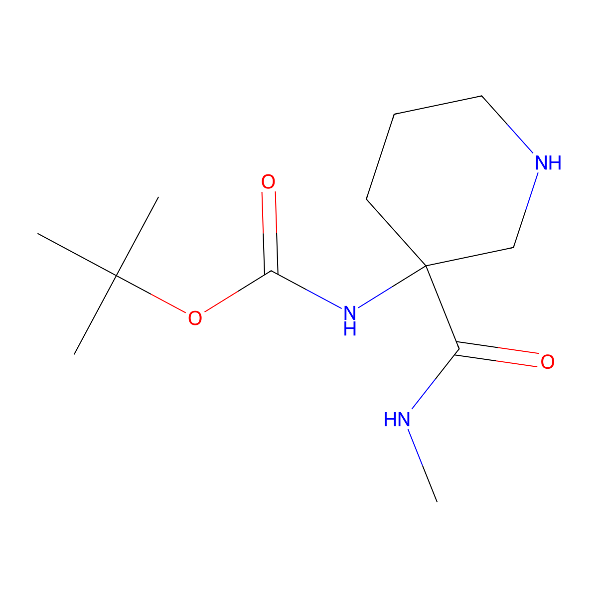Carbamic acid, N-[3-[(methylamino)carbonyl]-3-piperidinyl]-, 1,1-dimethylethyl ester molecular structure, CAS 2604515-02-6