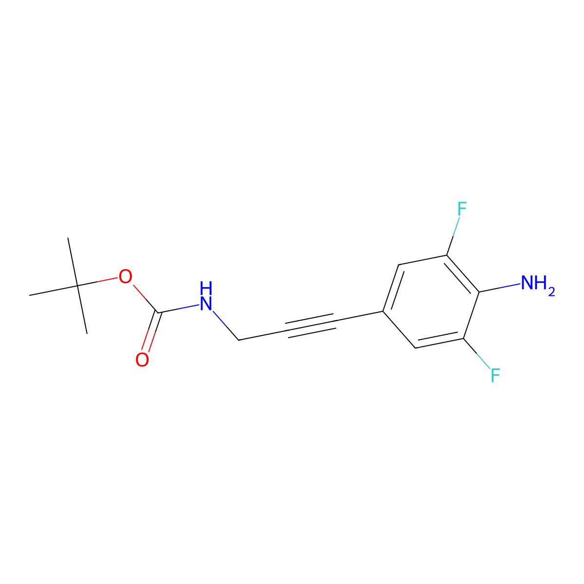 tert-butyl N-[3-(4-amino-3,5-difluorophenyl)prop-2-yn-1-yl]carbamate molecular structure, CAS 2604583-41-5