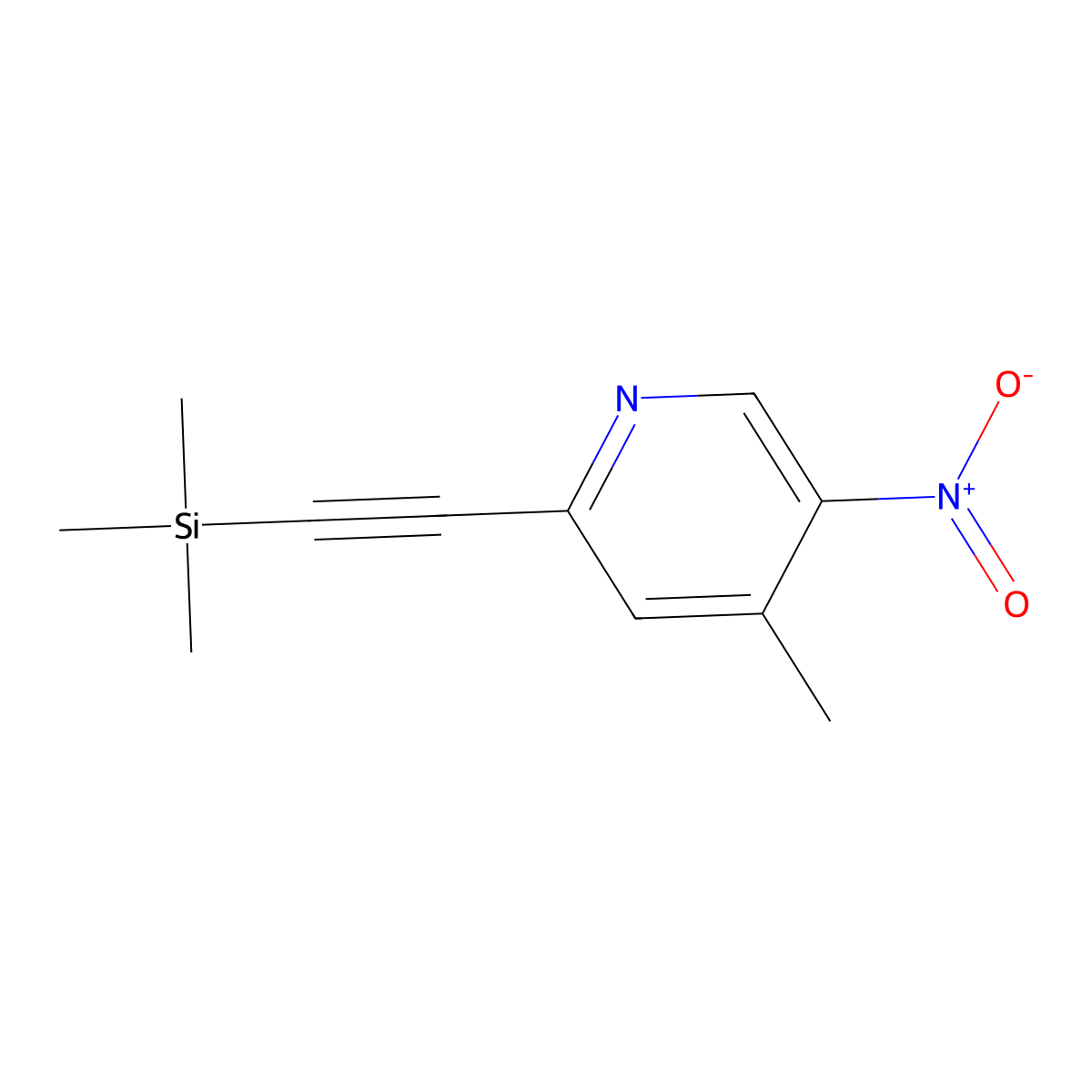 4-Methyl-5-nitro-2-((trimethylsilyl)ethynyl)pyridine molecular structure, CAS 2604651-15-0
