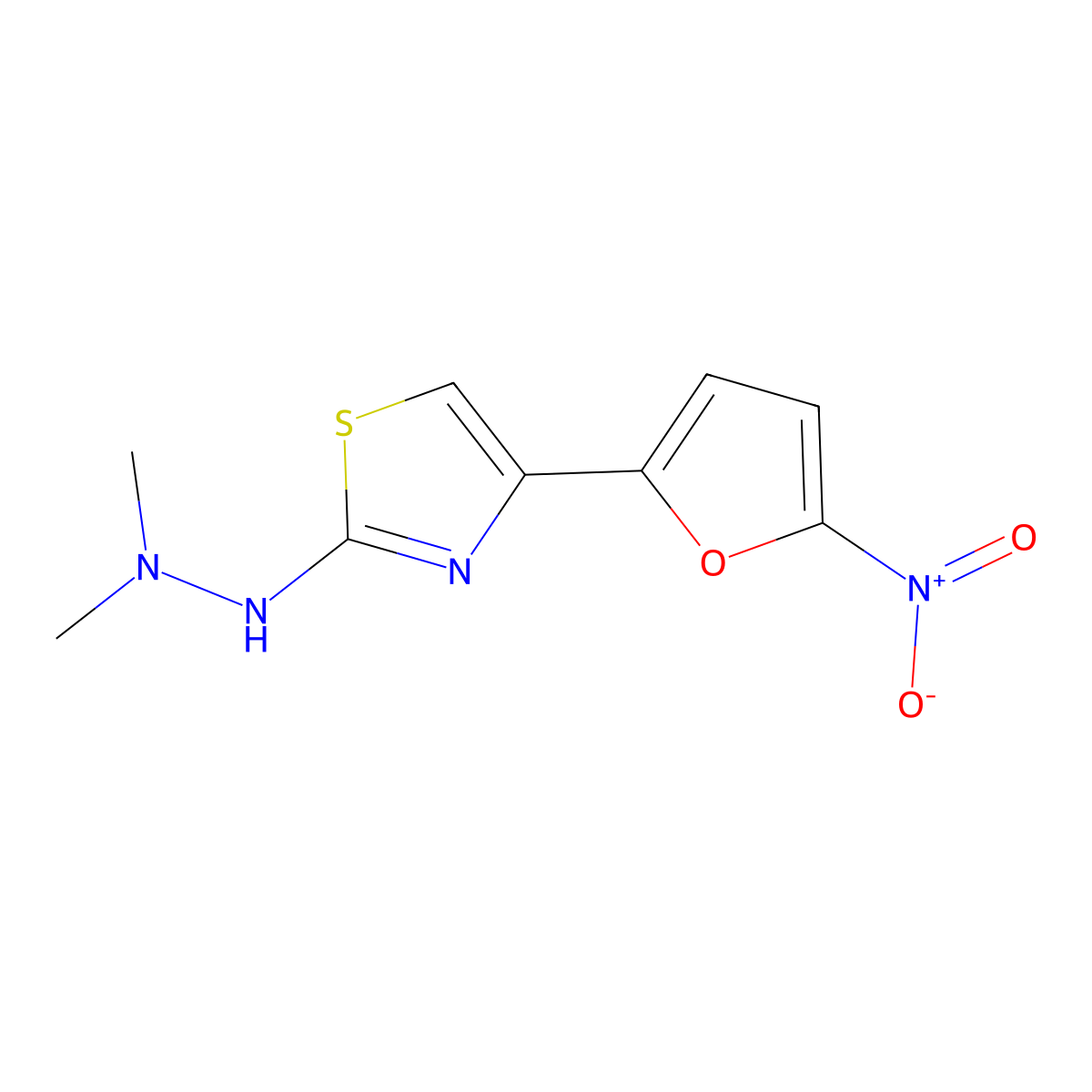 2-(2,2-Dimethylhydrazino)-4-(5-nitro-2-furyl)thiazole molecular structure, CAS 26049-69-4