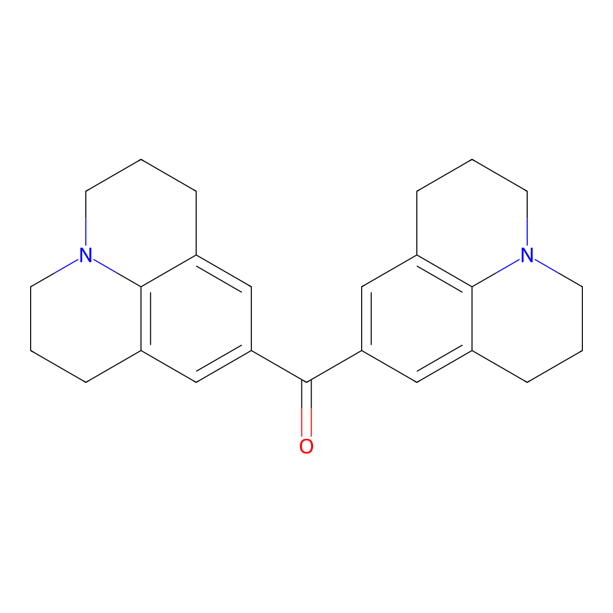 Bis(2,3,6,7-tetrahydro-1H,5H-benzo(ij)quinolizin-9-yl)methanone molecular structure, CAS 26050-81-7