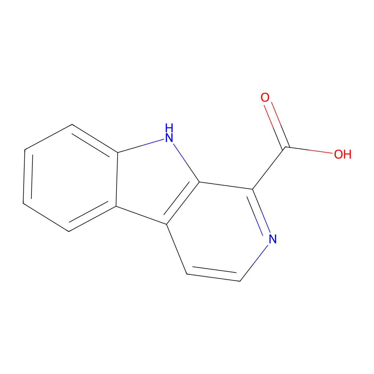 9H-pyrido(3,4-b)indole-1-carboxylic acid molecular structure, CAS 26052-96-0