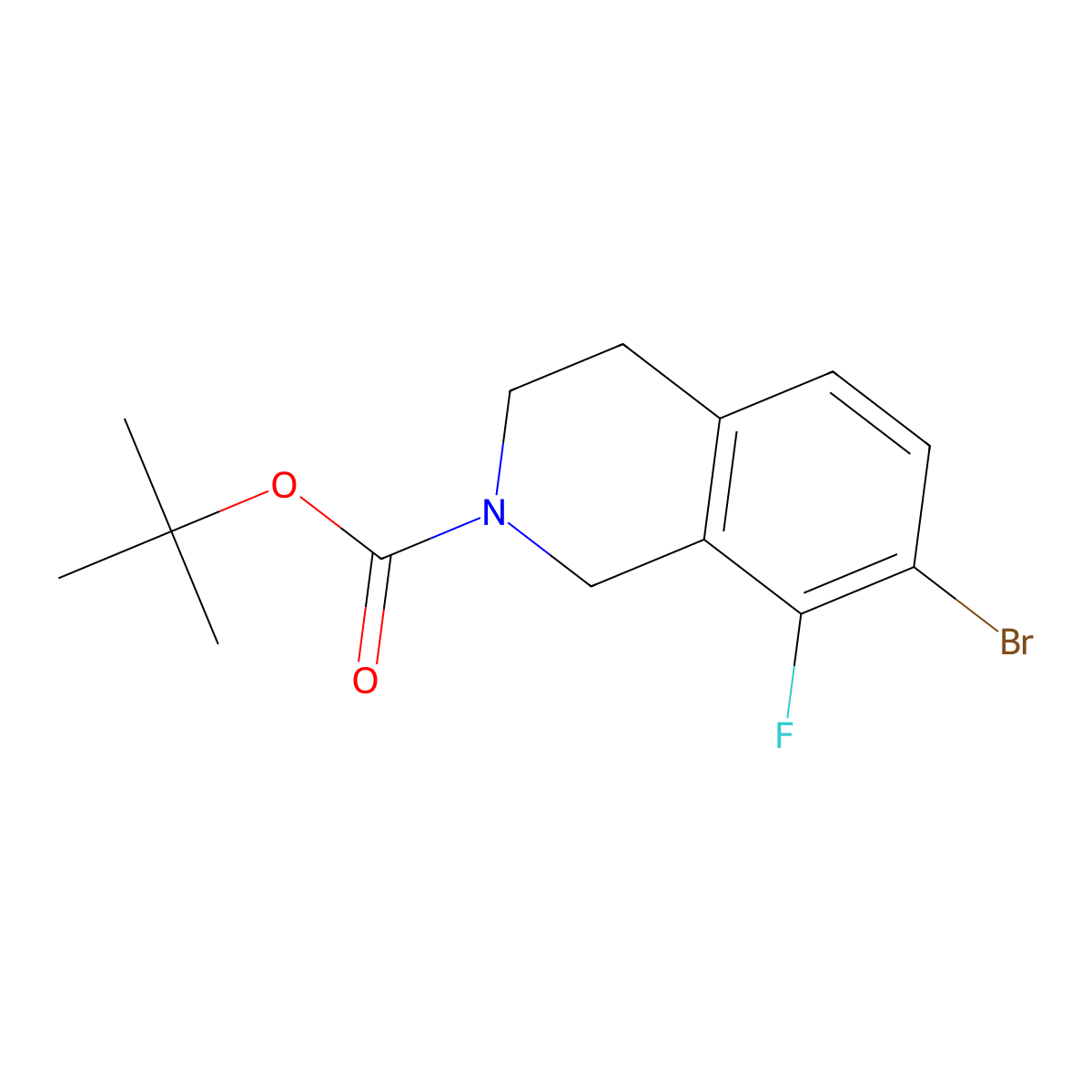 Tert-butyl 7-bromo-8-fluoro-1,2,3,4-tetrahydroisoquinoline-2-carboxylate molecular structure, CAS 2605229-87-4