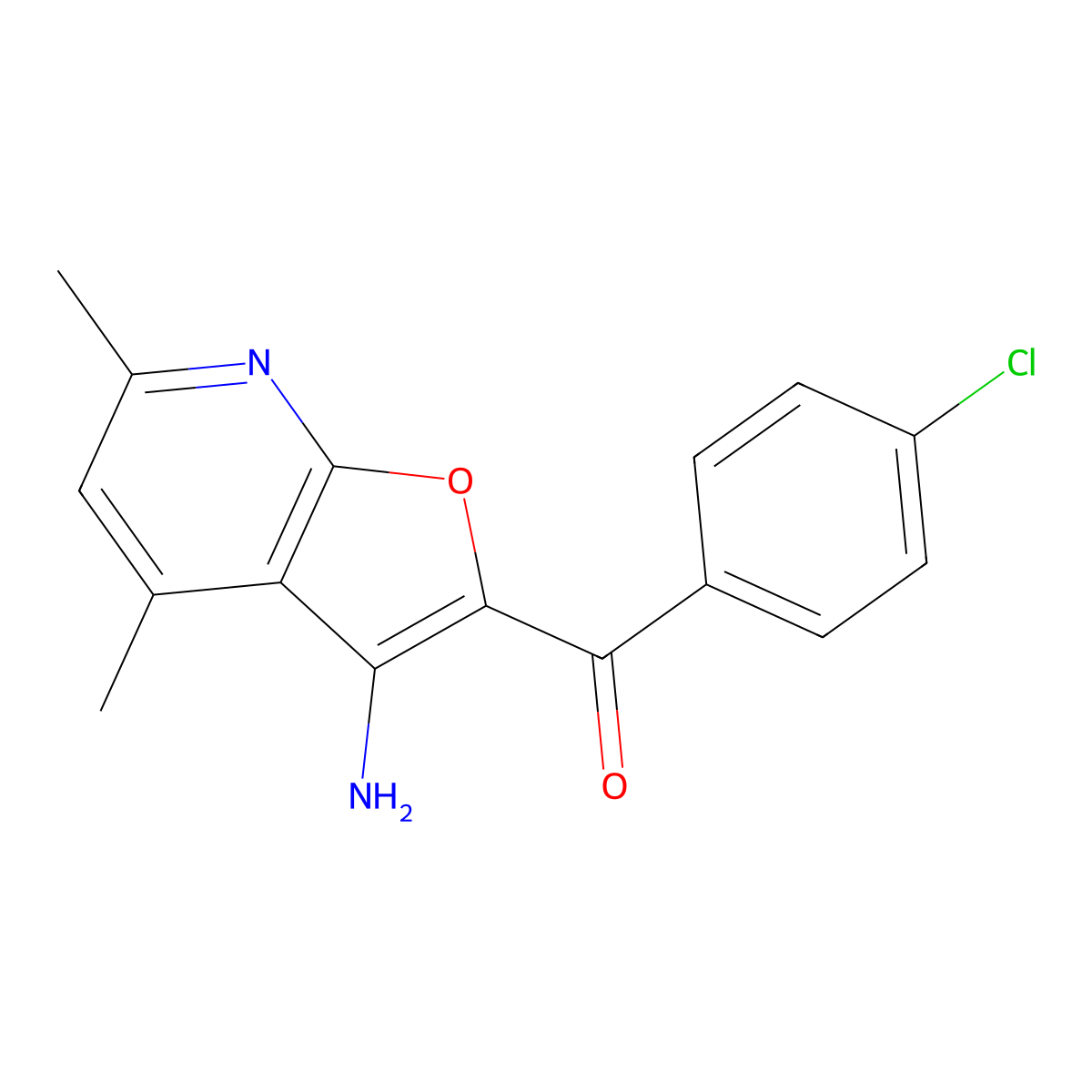 (3-Amino-4,6-dimethylfuro[2,3-b]pyridin-2-yl)-(4-chlorophenyl)methanone molecular structure, CAS 260549-57-3