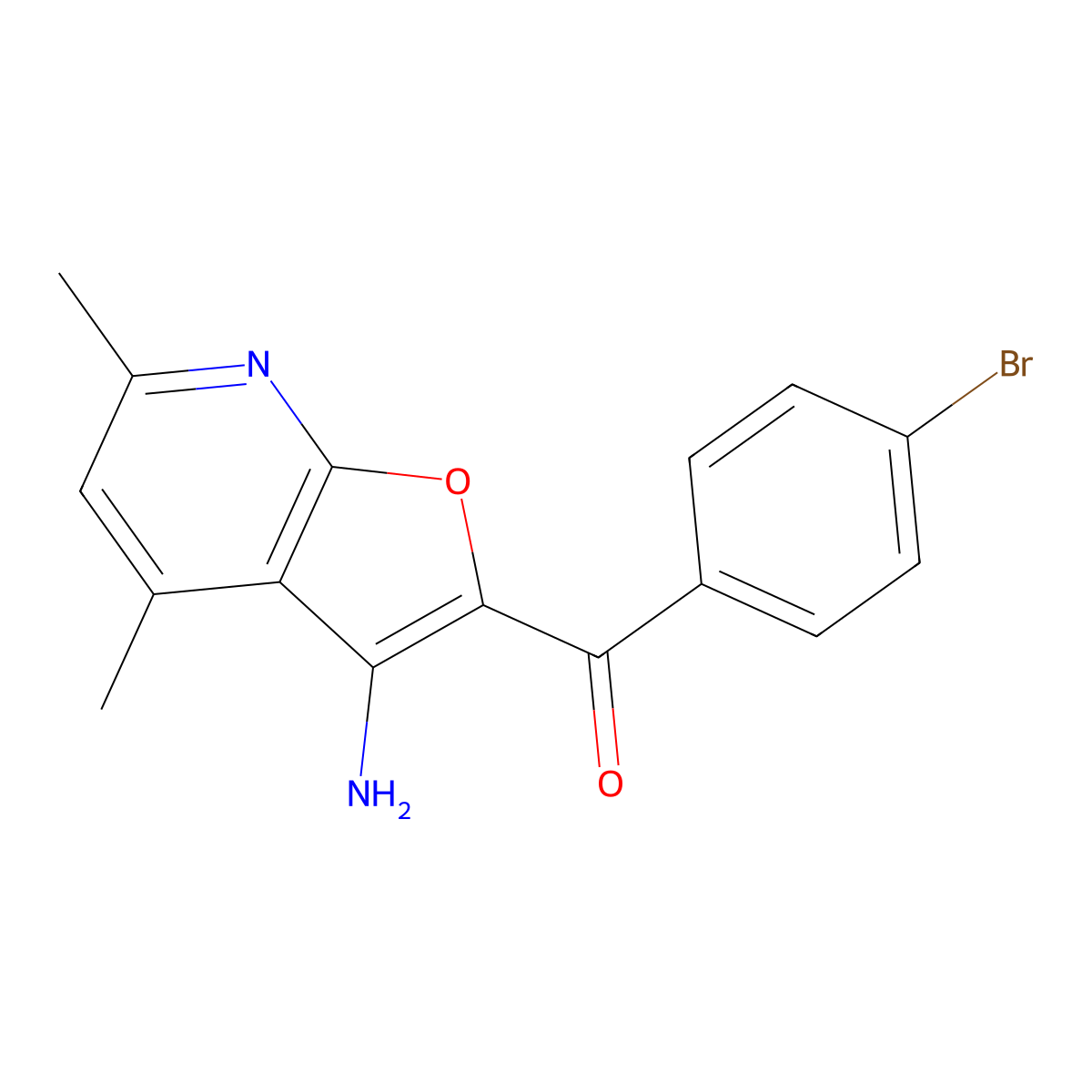 (3-Amino-4,6-dimethylfuro[2,3-b]pyridin-2-yl)(4-bromophenyl)methanone molecular structure, CAS 260549-58-4