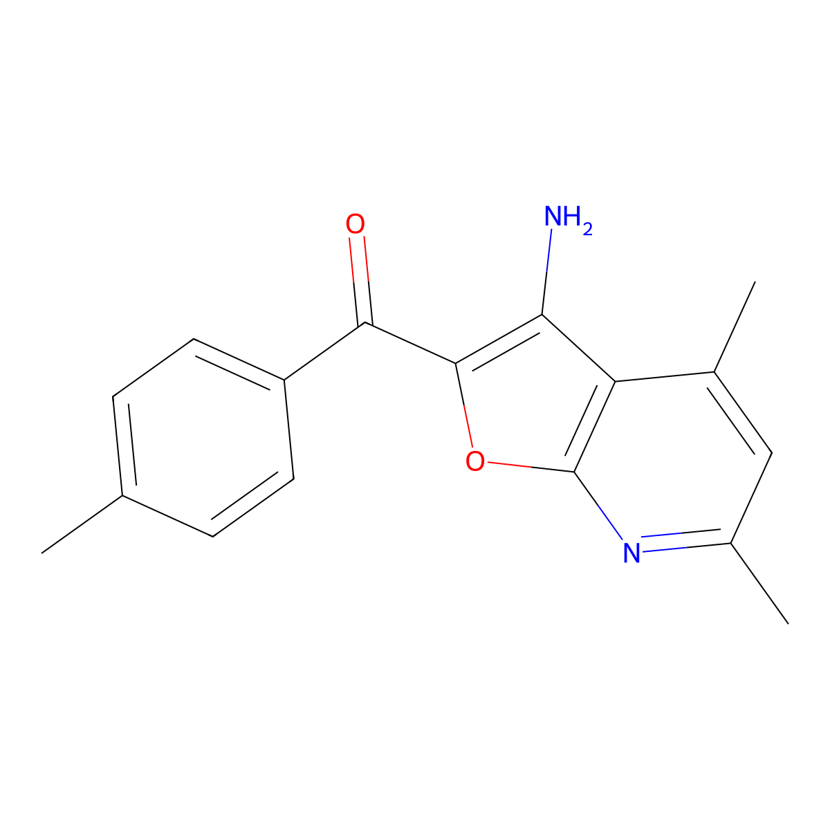 (3-Amino-4,6-dimethylfuro[2,3-b]pyridin-2-yl)(p-tolyl)methanone molecular structure, CAS 260549-59-5