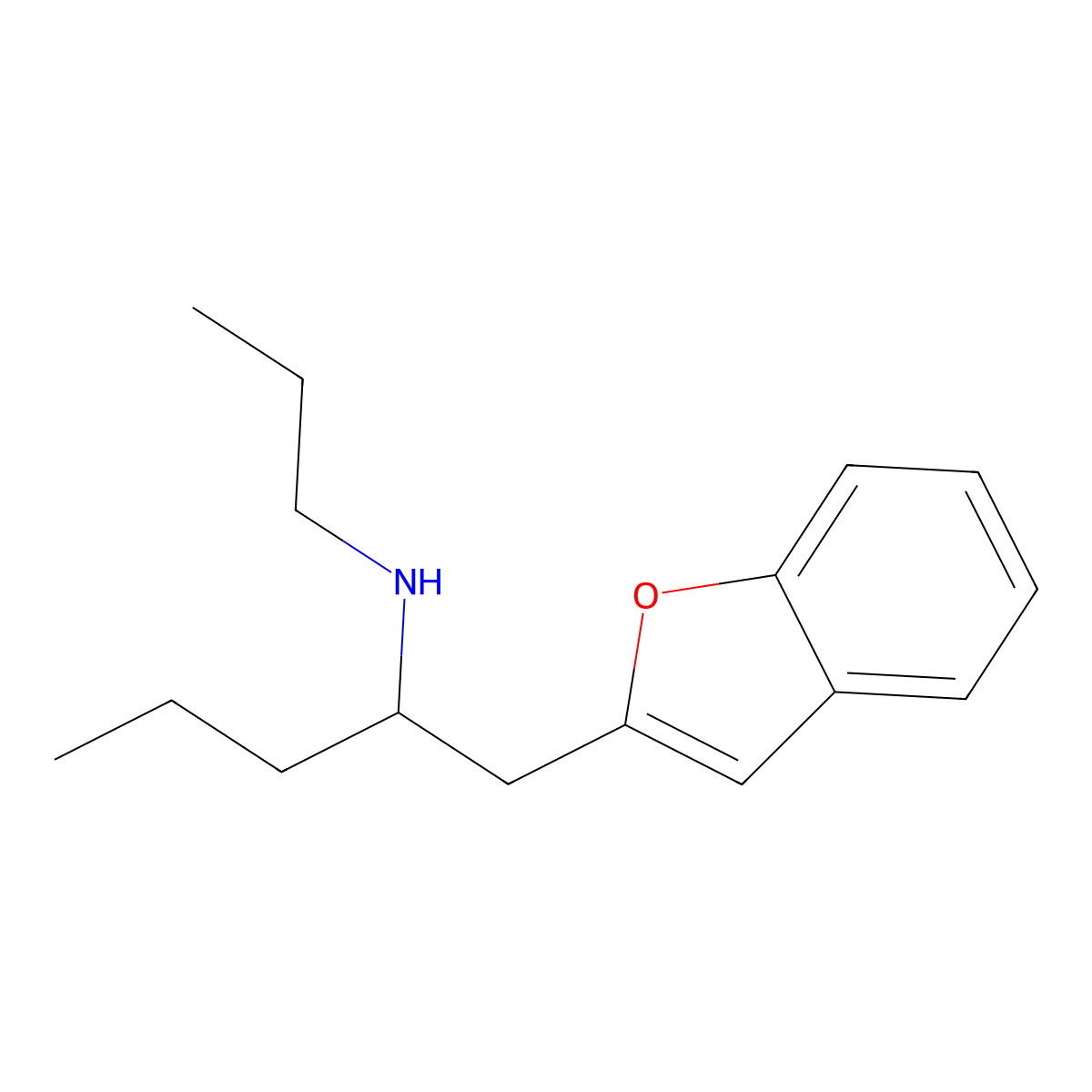 (R)-1-(Benzofuran-2-yl)-N-propylpentan-2-amine molecular structure, CAS 260550-89-8