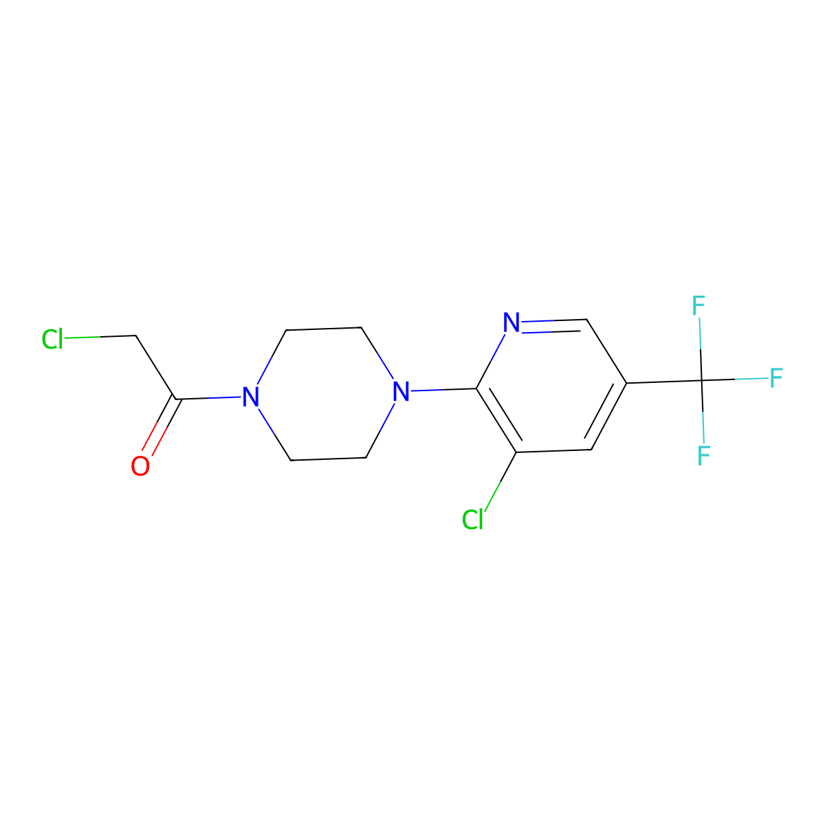 2-Chloro-1-(4-(3-chloro-5-(trifluoromethyl)pyridin-2-yl)piperazin-1-yl)ethan-1-one molecular structure, CAS 260553-15-9