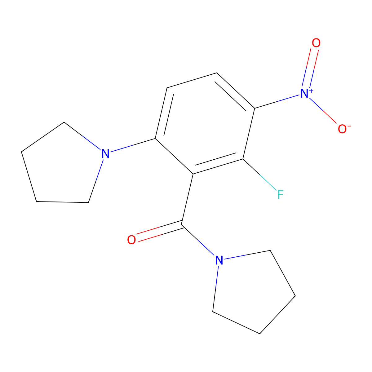 [2-Fluoro-3-nitro-6-(1-pyrrolidinyl)phenyl](1-pyrrolidinyl)methanone molecular structure, CAS 260553-17-1