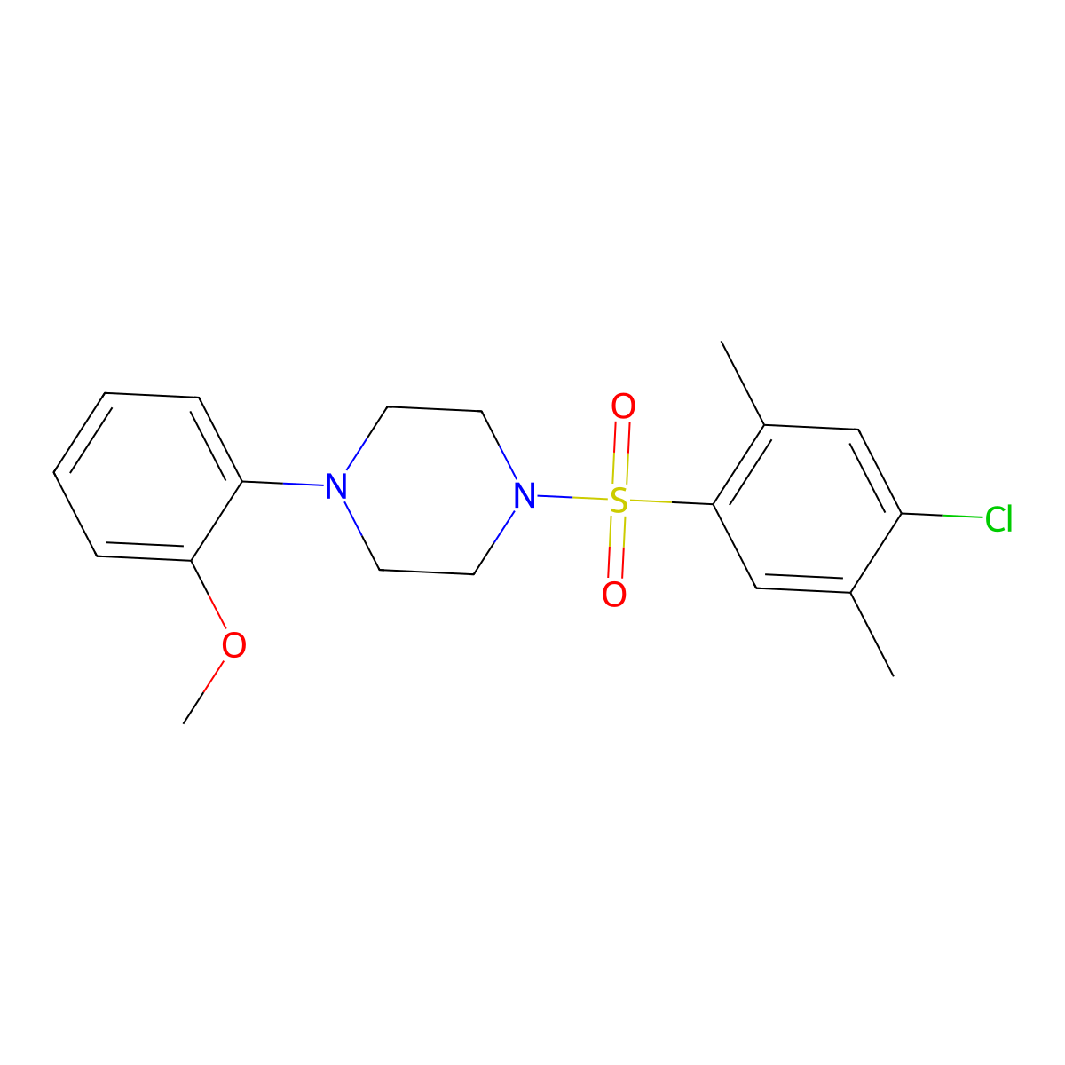 1-[(4-Chloro-2,5-dimethylphenyl)sulfonyl]-4-(2-methoxyphenyl)piperazine molecular structure, CAS 260553-20-6