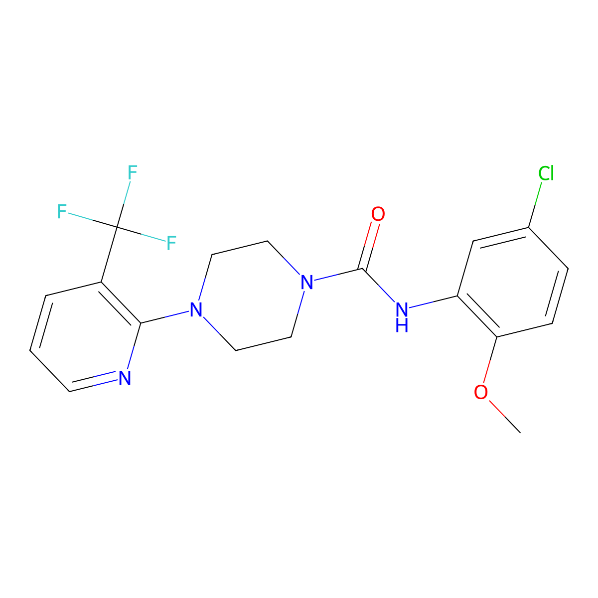 N-(5-chloro-2-methoxyphenyl)-4-[3-(trifluoromethyl)pyridin-2-yl]piperazine-1-carboxamide molecular structure, CAS 260553-24-0