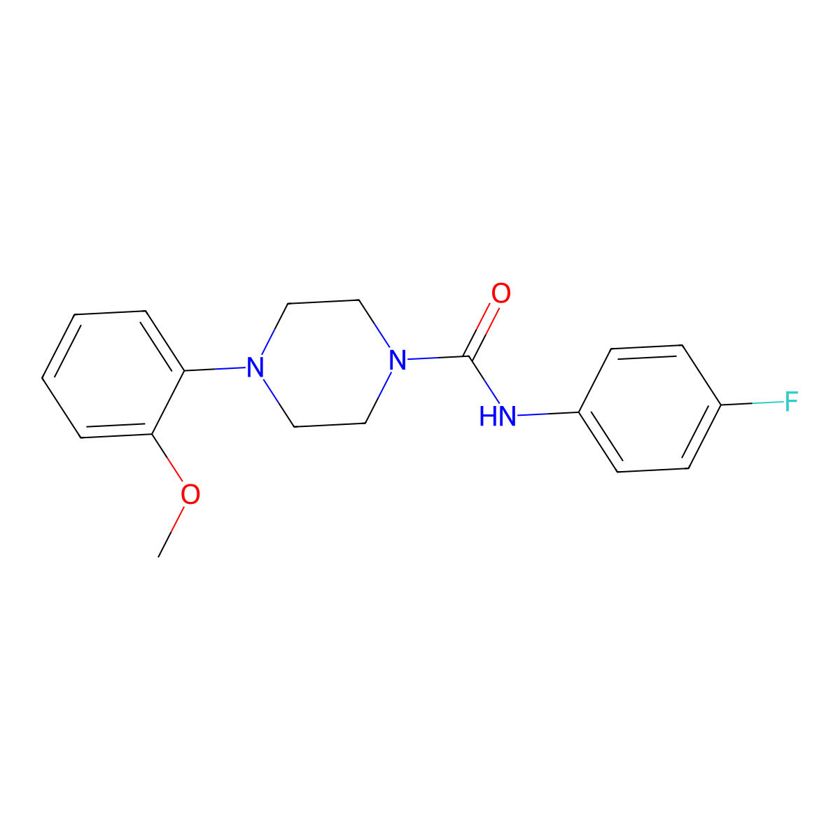N-(4-fluorophenyl)-4-(2-methoxyphenyl)piperazine-1-carboxamide molecular structure, CAS 260553-28-4