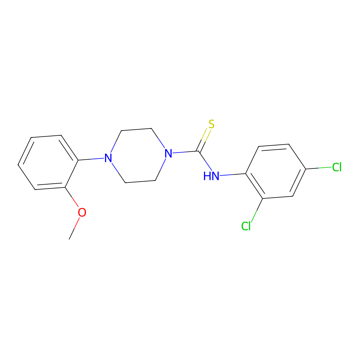 N-(2,4-dichlorophenyl)-4-(2-methoxyphenyl)piperazine-1-carbothioamide molecular structure, CAS 260554-83-4
