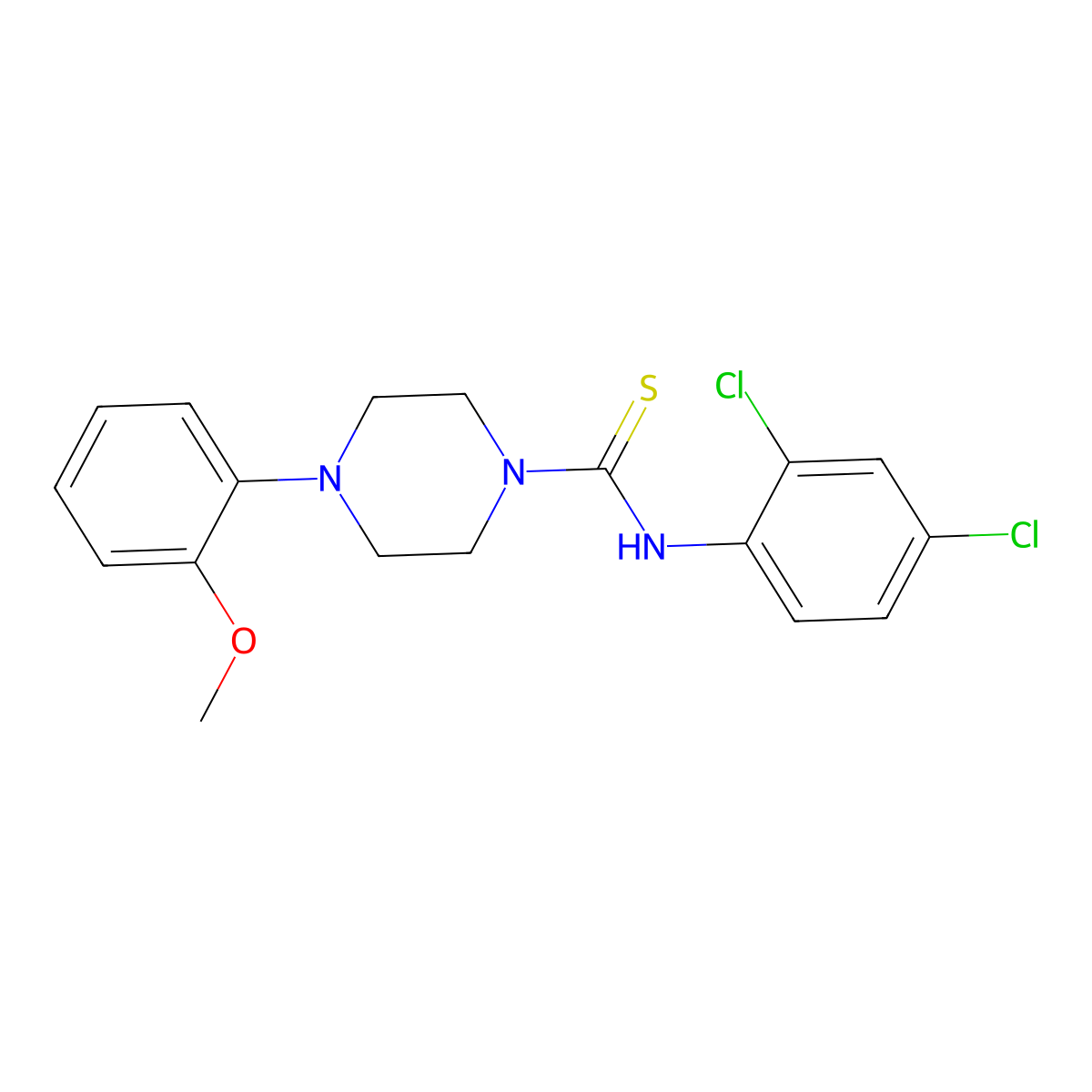 N-(2,4-dichlorophenyl)-4-(2-methoxyphenyl)piperazine-1-carbothioamide molecular structure, CAS 260554-83-4