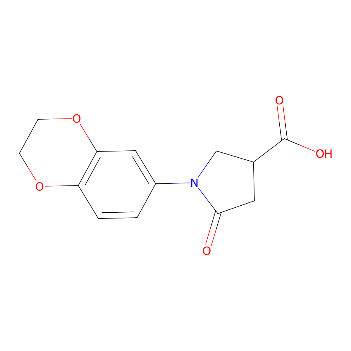 1-(2,3-Dihydro-1,4-benzodioxin-6-yl)-5-oxopyrrolidine-3-carboxylic acid molecular structure, CAS 260555-42-8