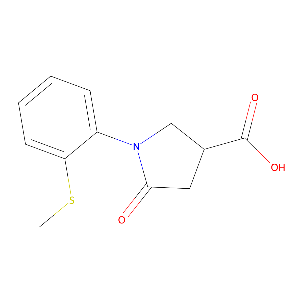 1-[2-(Methylthio)phenyl]-5-oxo-3-pyrrolidinecarboxylic acid molecular structure, CAS 260555-44-0