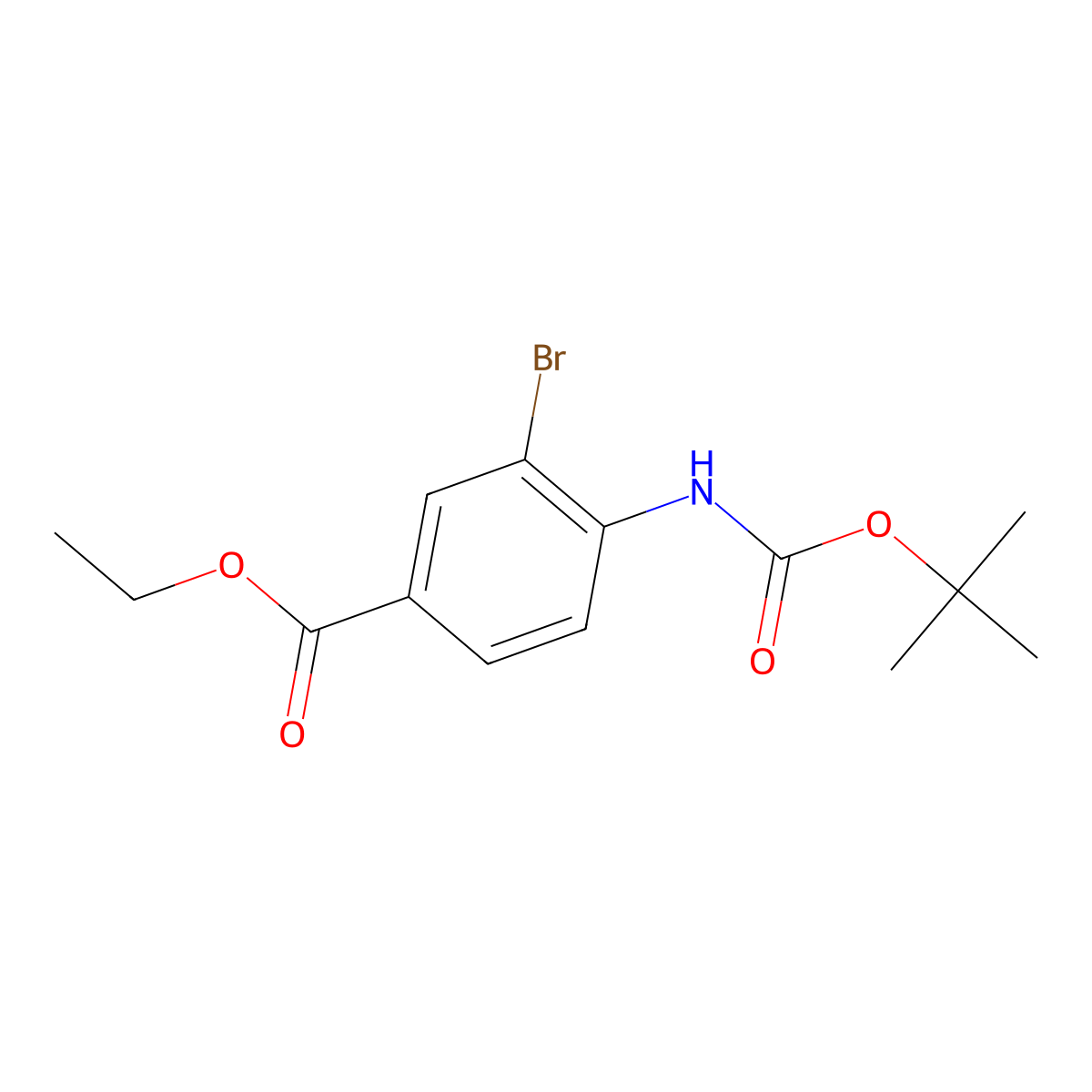 Ethyl 3-bromo-4-((tert-butoxycarbonyl)amino)benzoate molecular structure, CAS 260559-79-3