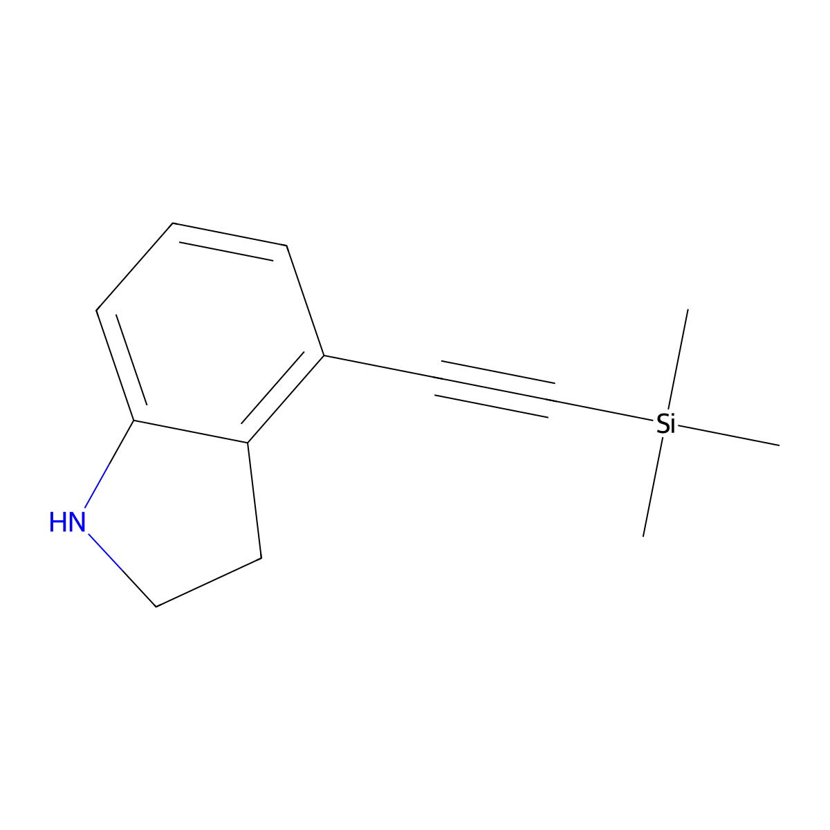 4-((Trimethylsilyl)ethynyl)indoline molecular structure, CAS 2605717-84-6