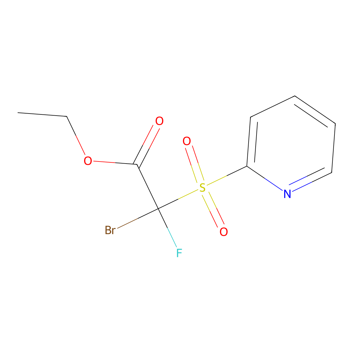 Ethyl 2-bromo-2-fluoro-2-(pyridin-2-ylsulfonyl)acetate molecular structure, CAS 2605879-10-3