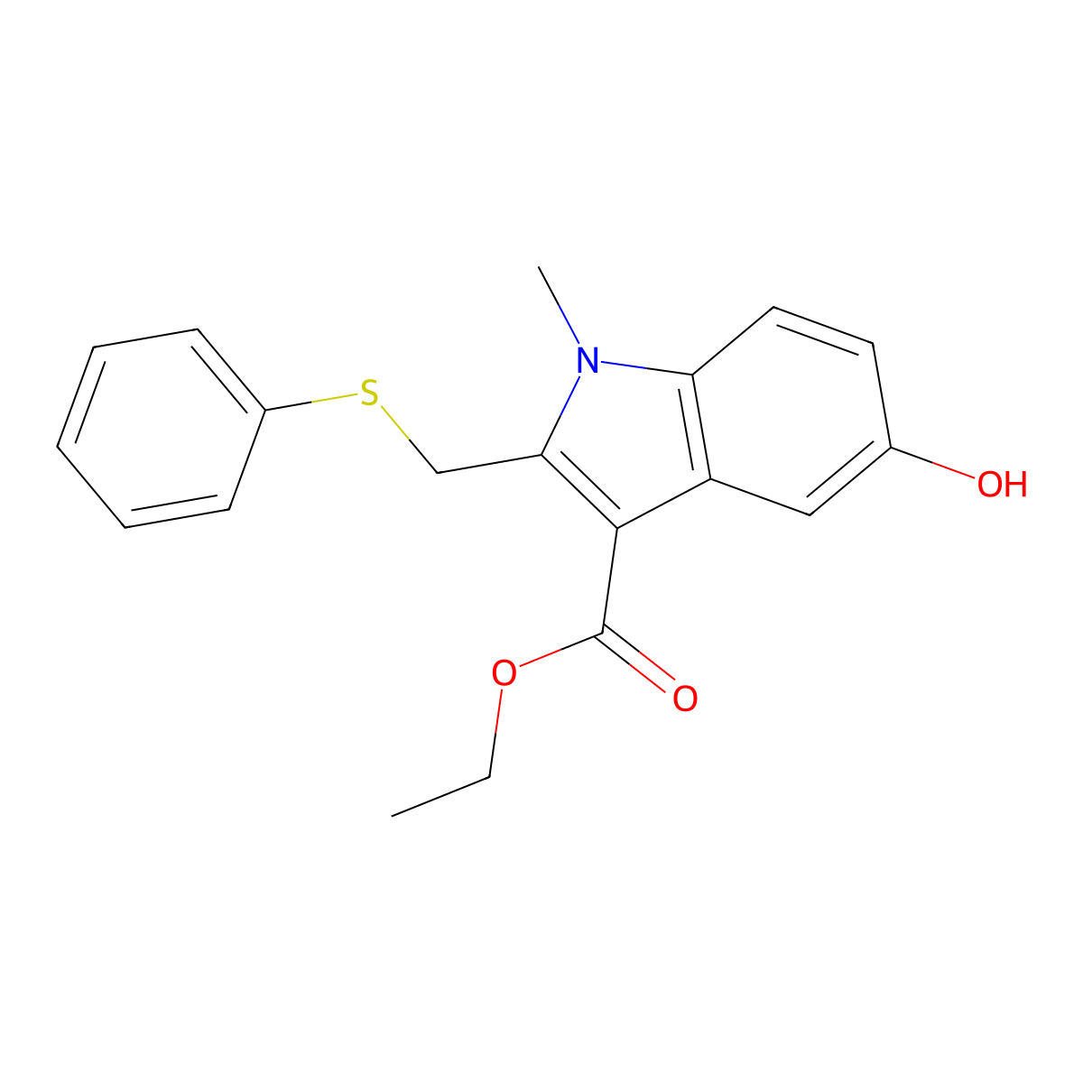 ethyl 5-hydroxy-1-methyl-2-((phenylthio)methyl)-1H-indole-3-carboxylate molecular structure, CAS 26065-16-7