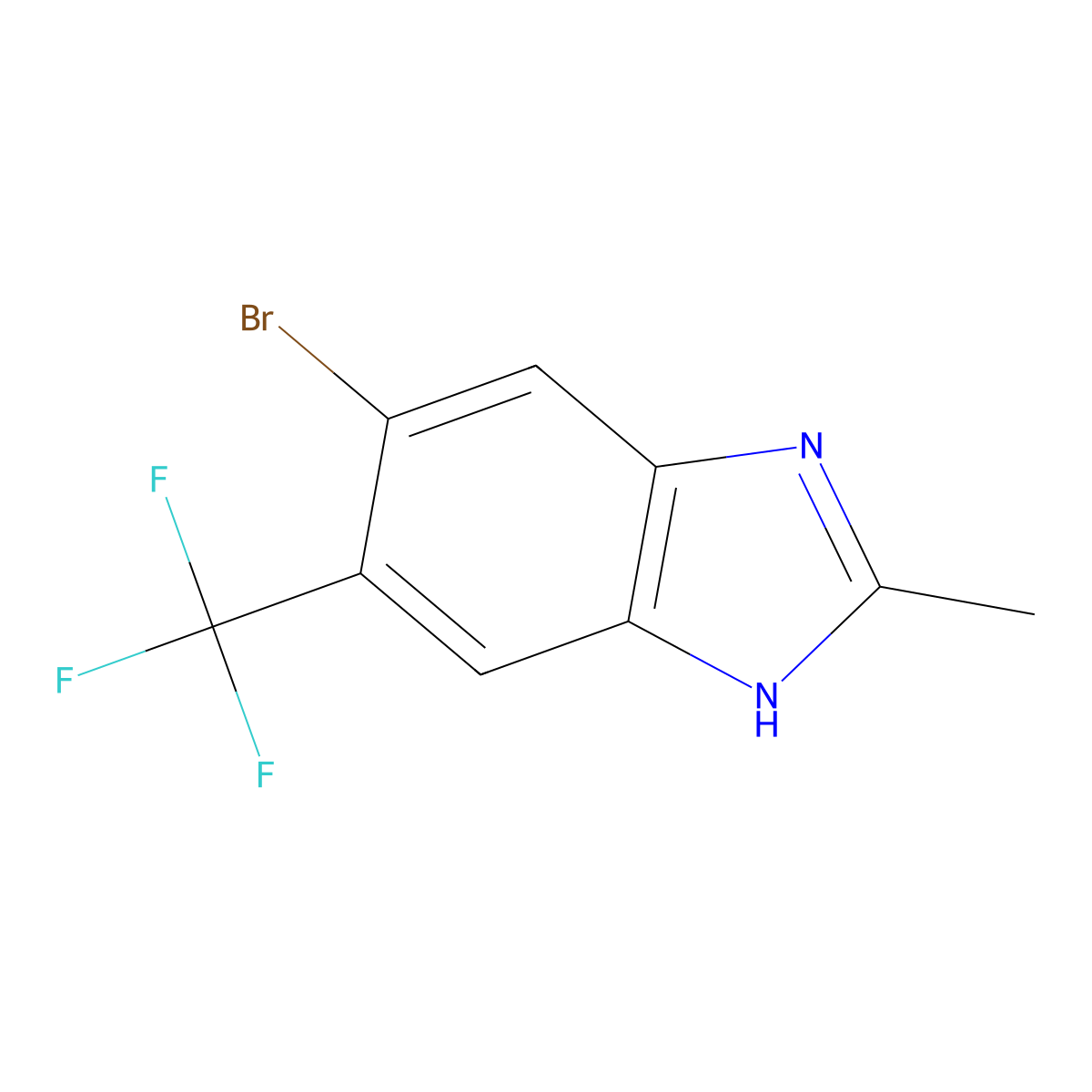 5-Bromo-2-methyl-6-(trifluoromethyl)-1,3-benzodiazole molecular structure, CAS 2606589-69-7