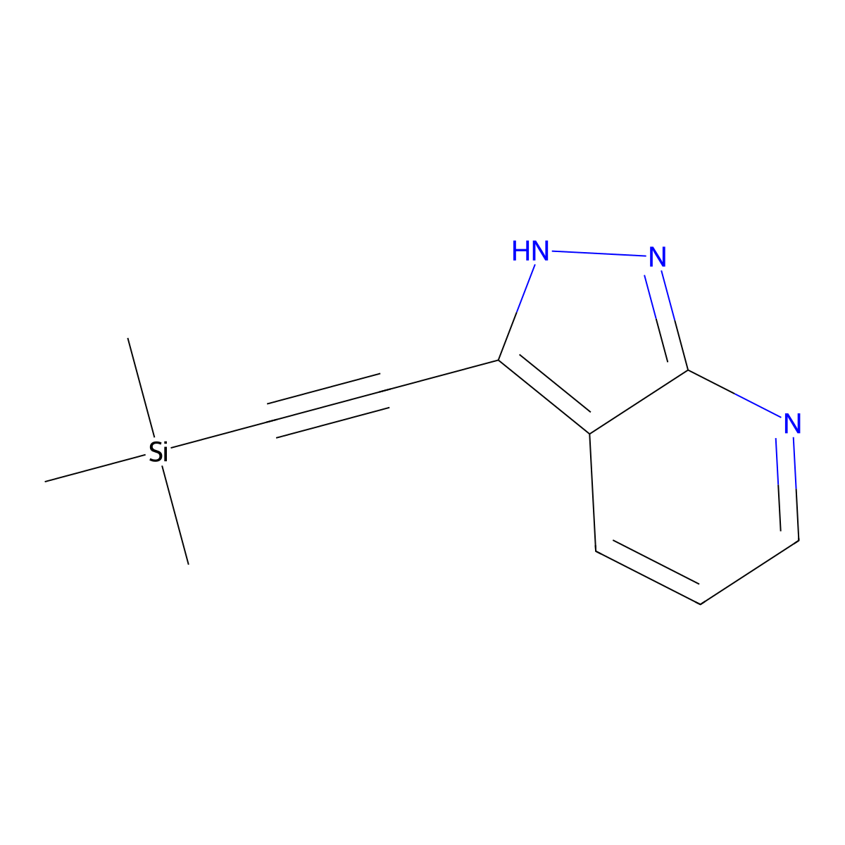 3-((trimethylsilyl)ethynyl)-2H-pyrazolo[3,4-b]pyridine molecular structure, CAS 2606644-79-3