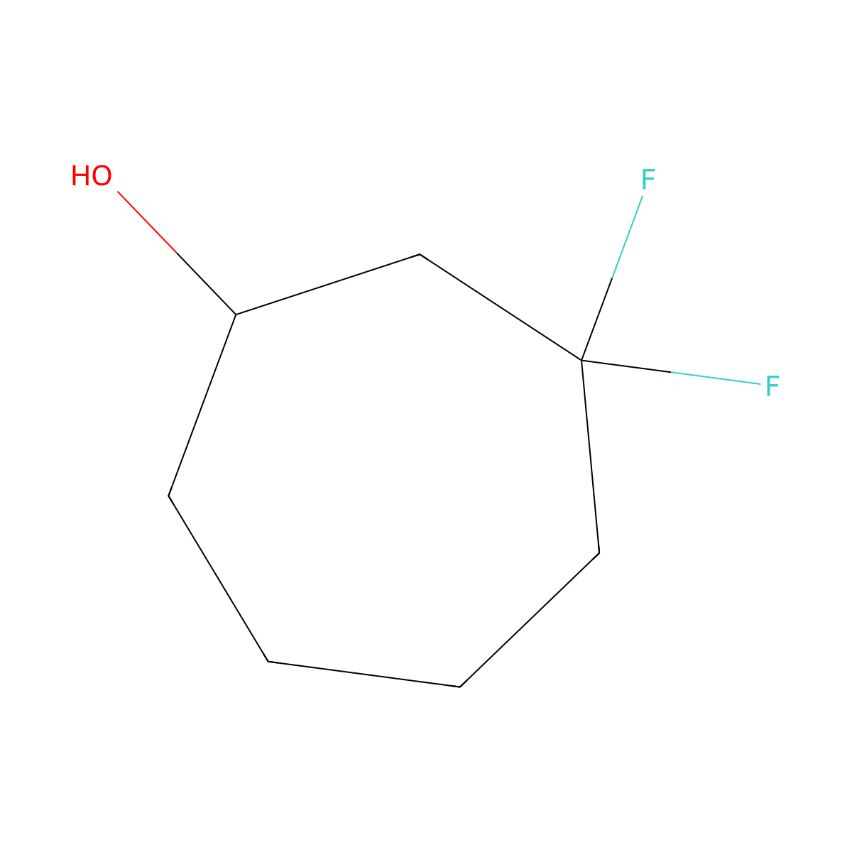 3,3-Difluorocycloheptan-1-ol molecular structure, CAS 2606740-90-1