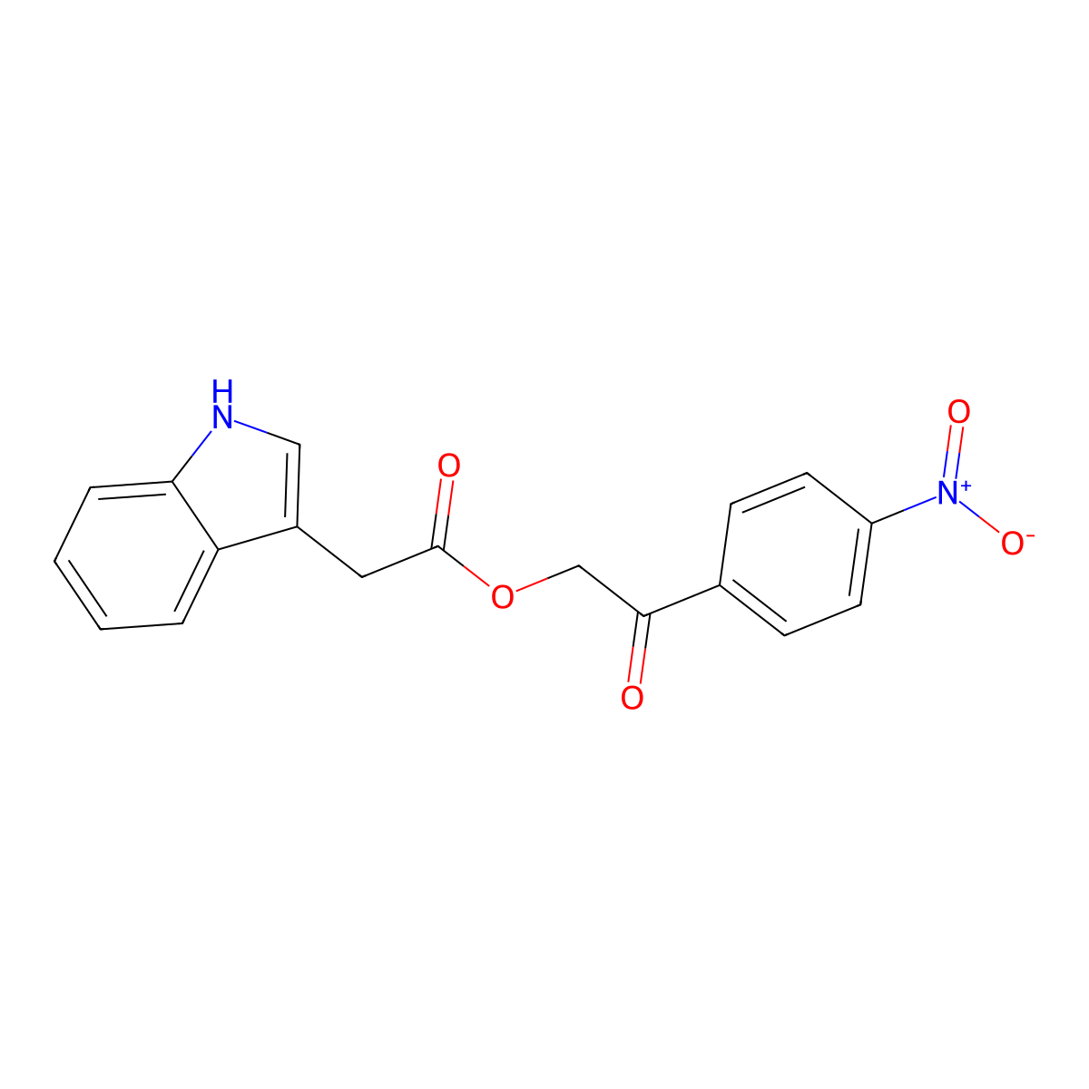 2-(4-nitrophenyl)-2-oxoethyl 1H-indol-3-ylacetate molecular structure, CAS 26068-58-6