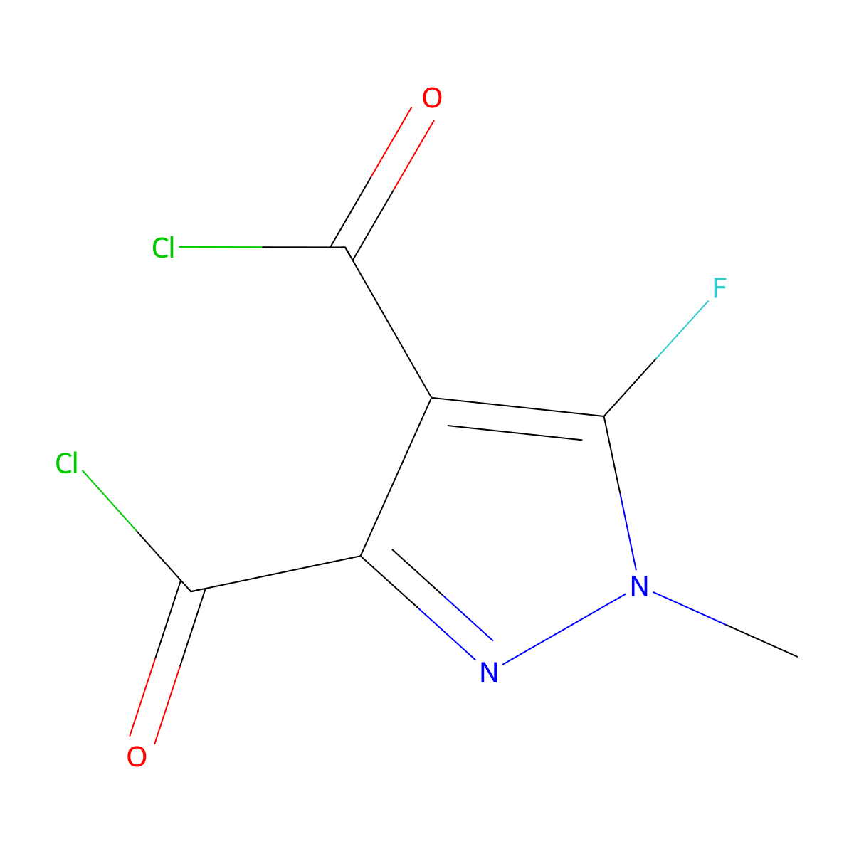 5-fluoro-1-methyl-1H-pyrazole-3,4-dicarbonyl dichloride molecular structure, CAS 2606872-01-7
