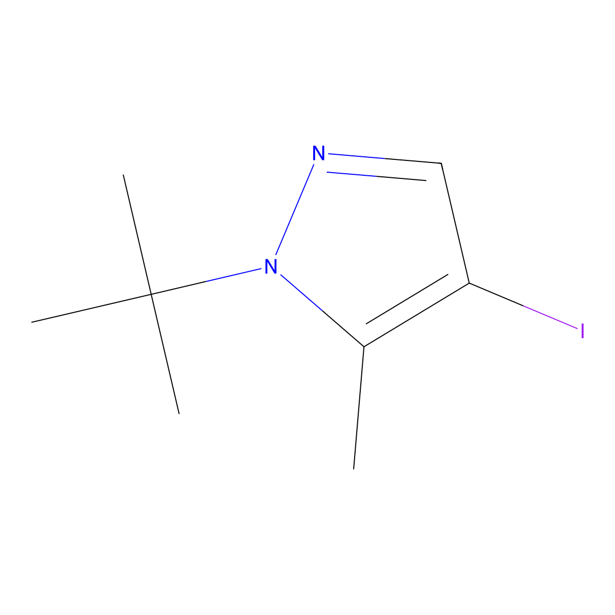 1-tert-butyl-4-iodo-5-methyl-1H-pyrazole molecular structure, CAS 2606872-07-3