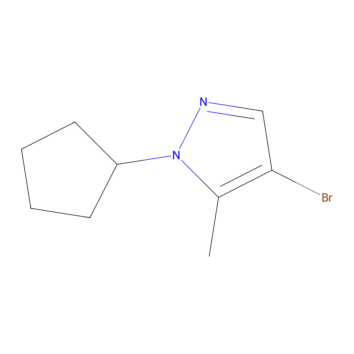 4-bromo-1-cyclopentyl-5-methyl-1H-pyrazole molecular structure, CAS 2606872-13-1