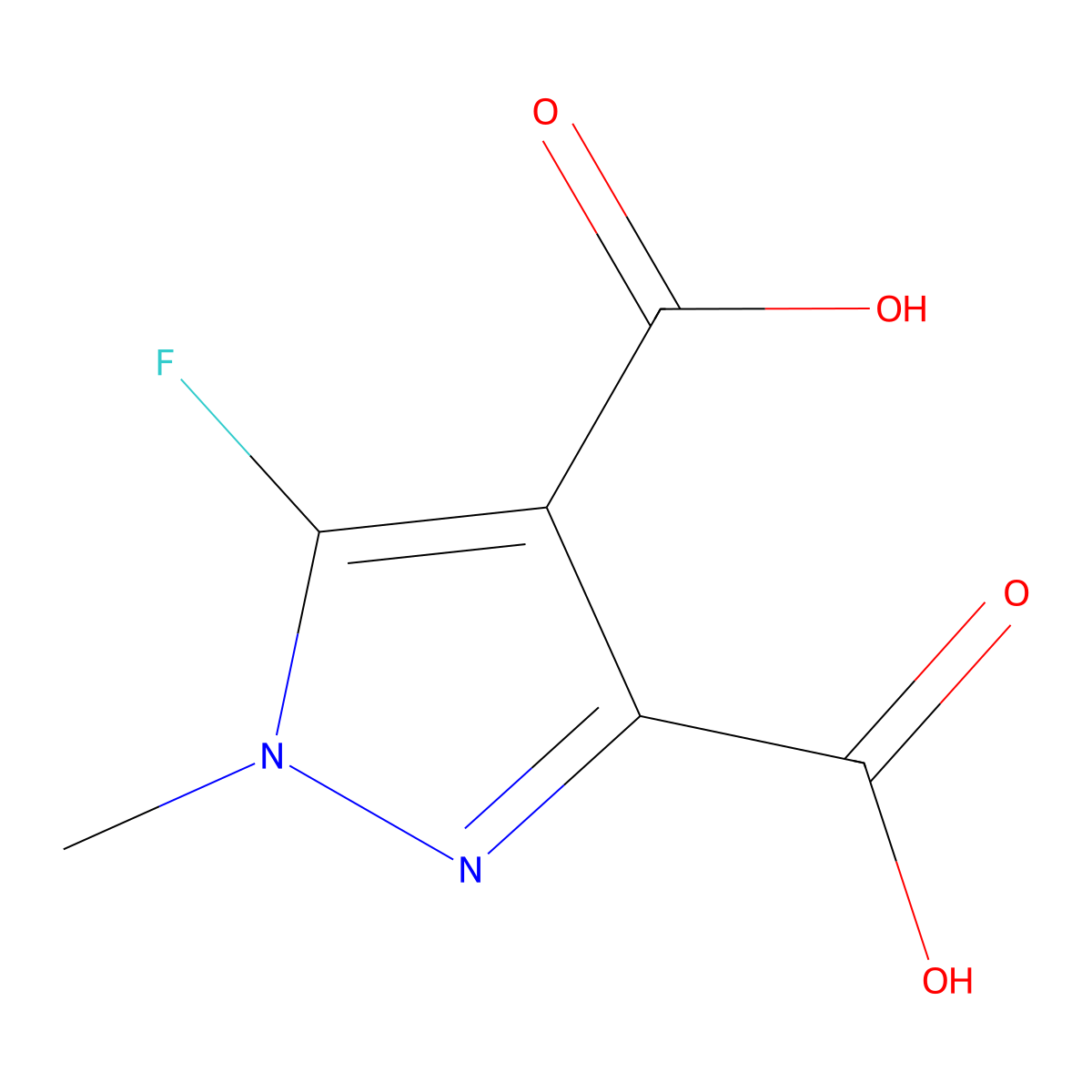 5-fluoro-1-methyl-1H-pyrazole-3,4-dicarboxylic acid molecular structure, CAS 2606872-17-5