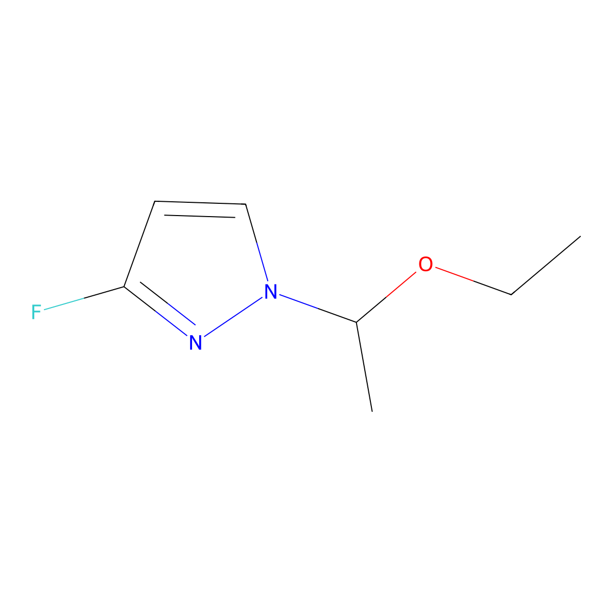 1-(1-ethoxyethyl)-3-fluoro-1H-pyrazole molecular structure, CAS 2606872-18-6