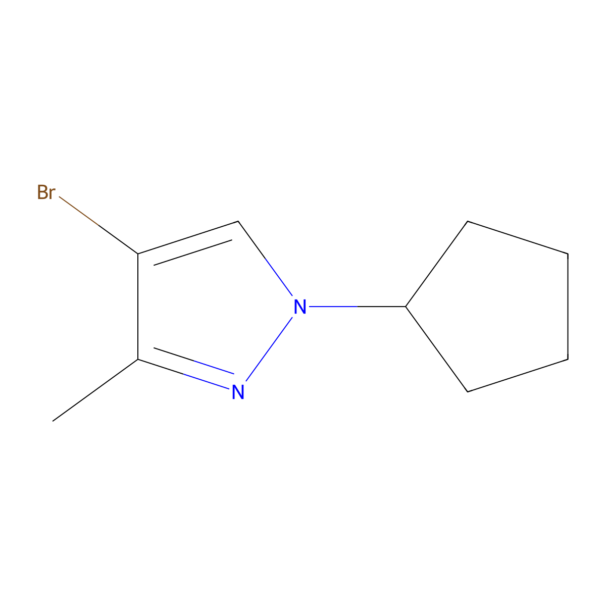 4-bromo-1-cyclopentyl-3-methyl-1H-pyrazole molecular structure, CAS 2606872-24-4