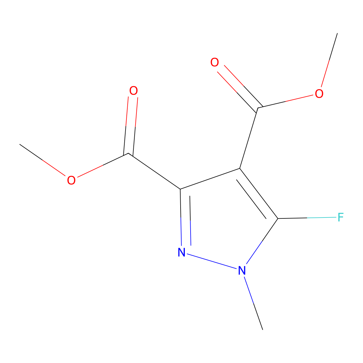dimethyl 5-fluoro-1-methyl-1H-pyrazole-3,4-dicarboxylate molecular structure, CAS 2606872-29-9