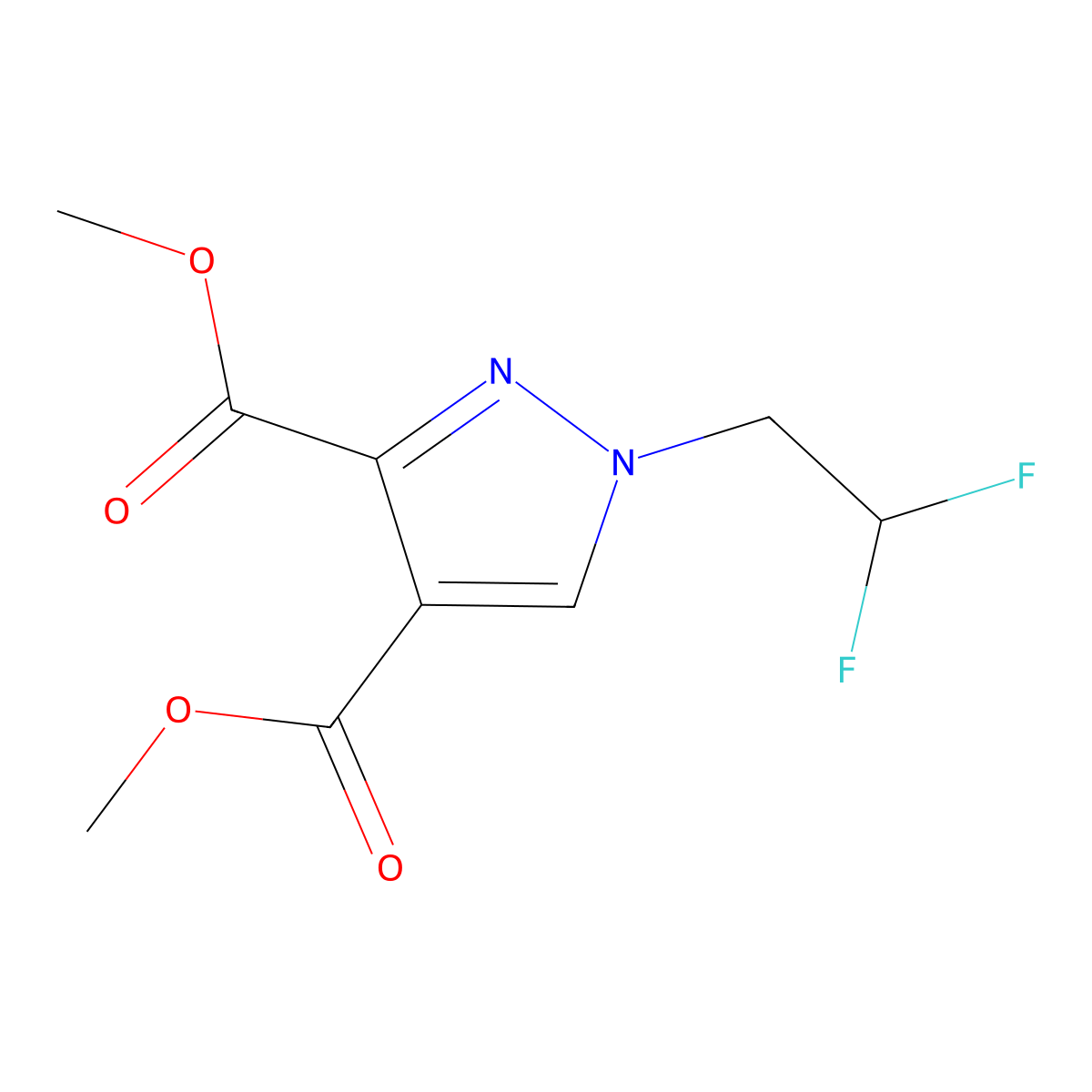 Dimethyl 1-(2,2-difluoroethyl)-1H-pyrazole-3,4-dicarboxylate molecular structure, CAS 2606889-09-0