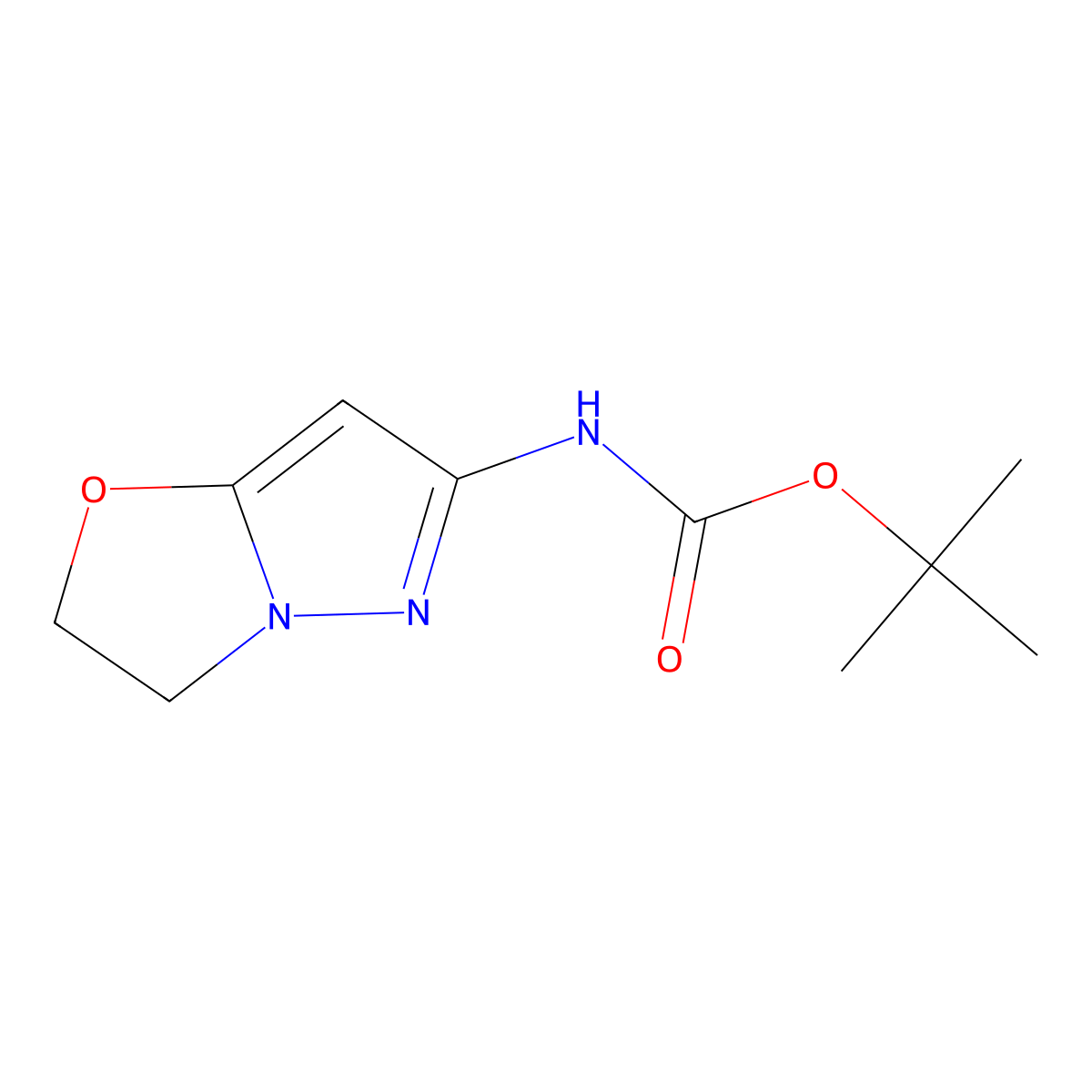 Tert-butyl 2,3-dihydropyrazolo[5,1-b][1,3]oxazol-6-ylcarbamate molecular structure, CAS 2606889-21-6