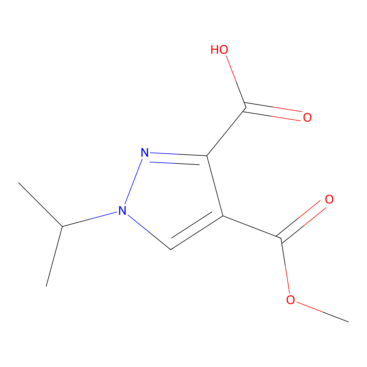 1-Isopropyl-4-(methoxycarbonyl)-1H-pyrazole-3-carboxylic acid molecular structure, CAS 2606889-31-8