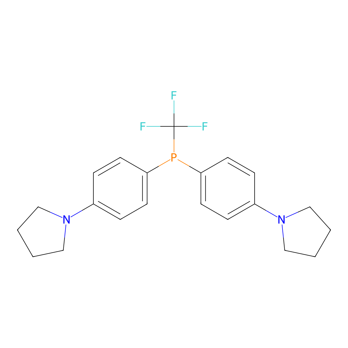 1,1'-(((Trifluoromethyl)phosphanediyl)bis(4,1-phenylene))dipyrrolidine molecular structure, CAS 2606917-41-1