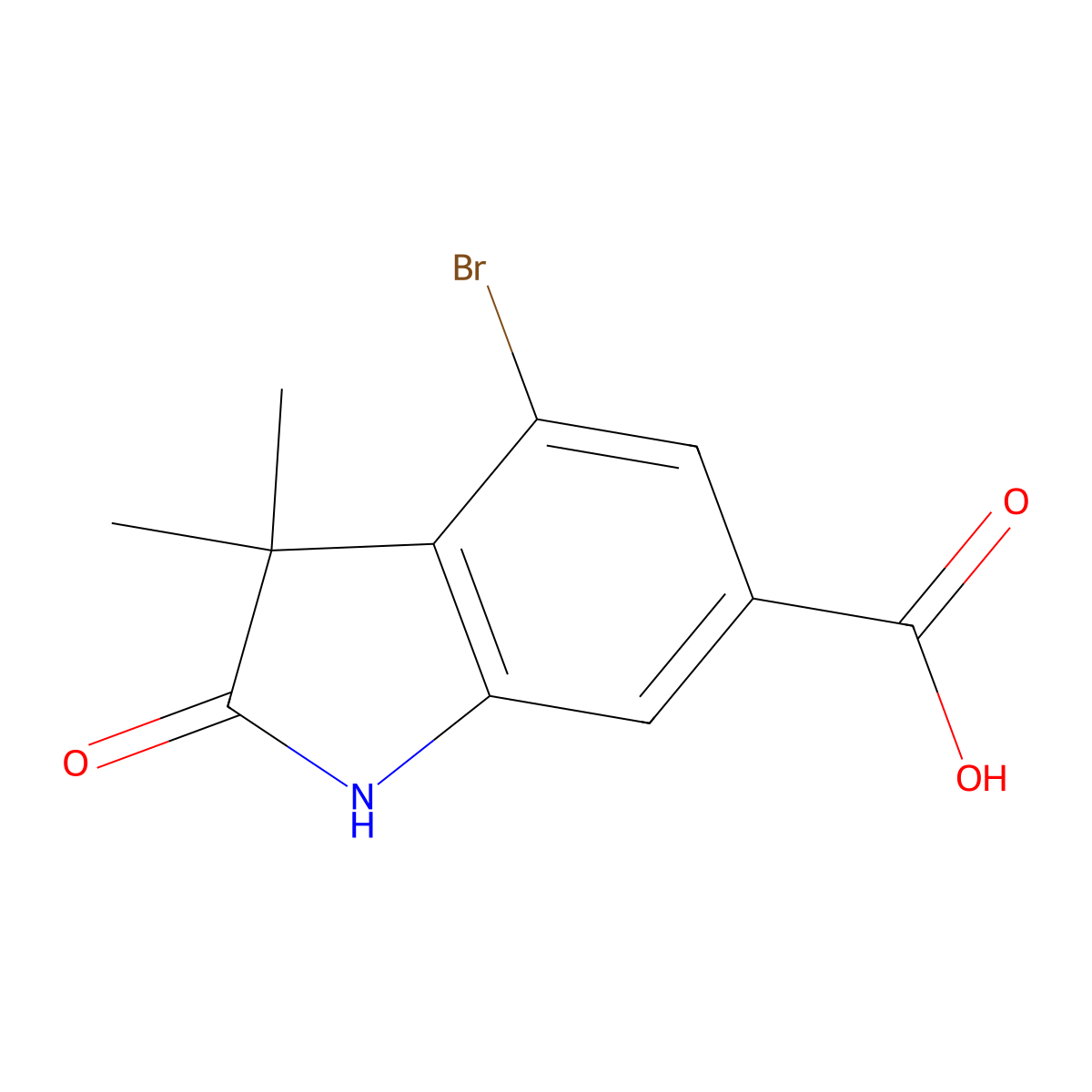 4-Bromo-3,3-dimethyl-2-oxo-indoline-6-carboxylic acid molecular structure, CAS 2606946-42-1