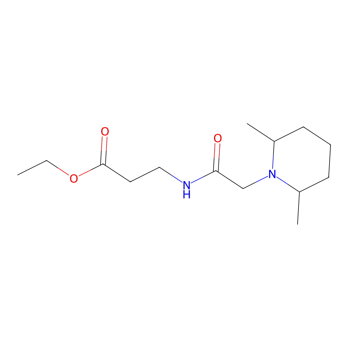 Ethyl 3-[2-(2,6-Dimethyl-1-piperidyl)acetamido]propanoate molecular structure, CAS 2606954-81-6