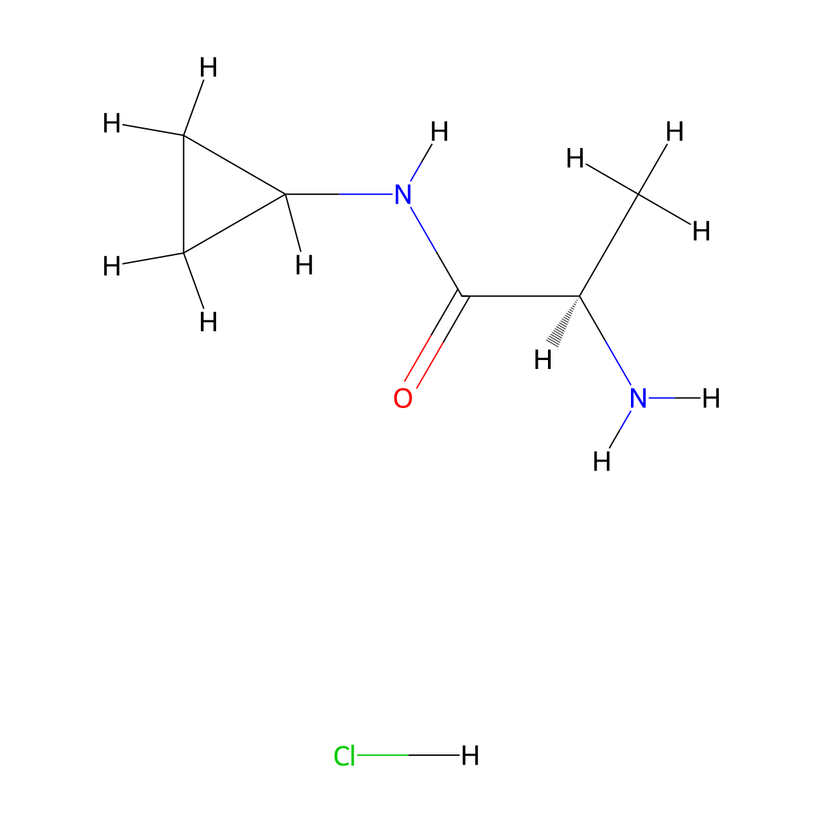 (2R)-2-amino-N-cyclopropylpropanamide hydrochloride molecular structure, CAS 2607010-73-9