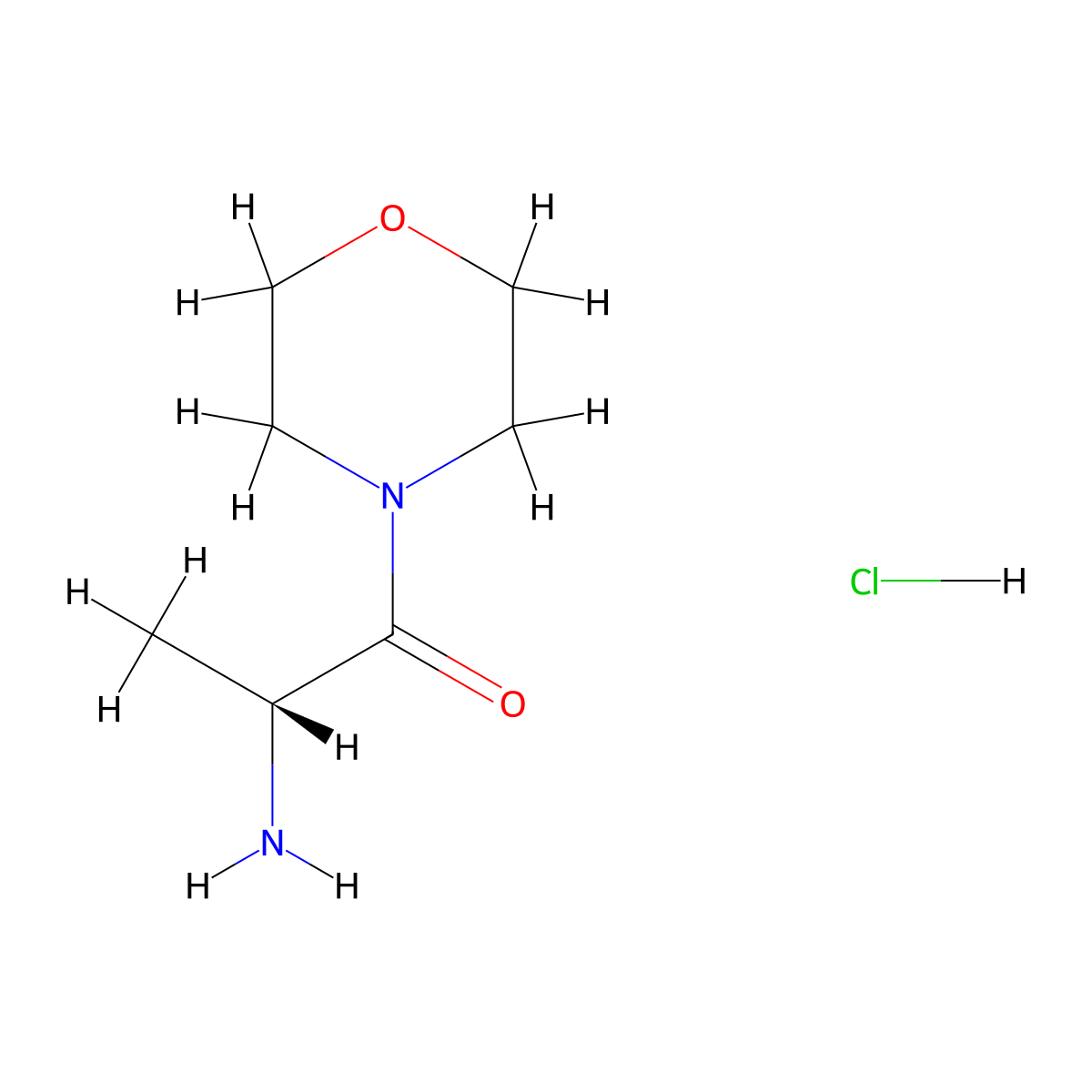 (2R)-2-amino-1-morpholin-4-ylpropan-1-one;hydrochloride molecular structure, CAS 2607023-19-6