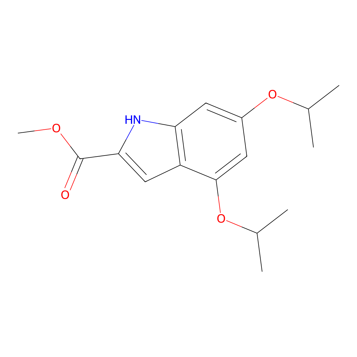 Methyl 4,6-diisopropoxy-1H-indole-2-carboxylate molecular structure, CAS 2607143-50-8